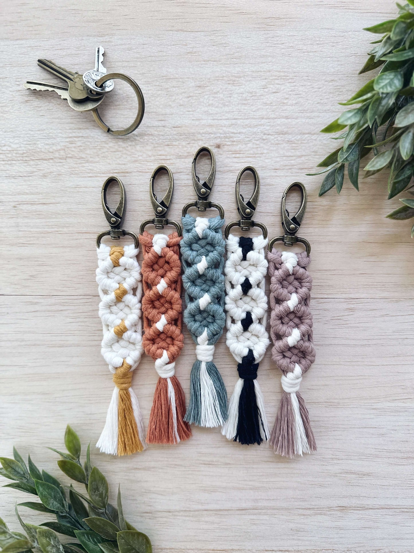 Camellia Boho Macrame Keychain