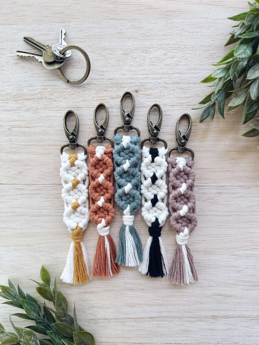 Camellia Boho Macrame Keychain