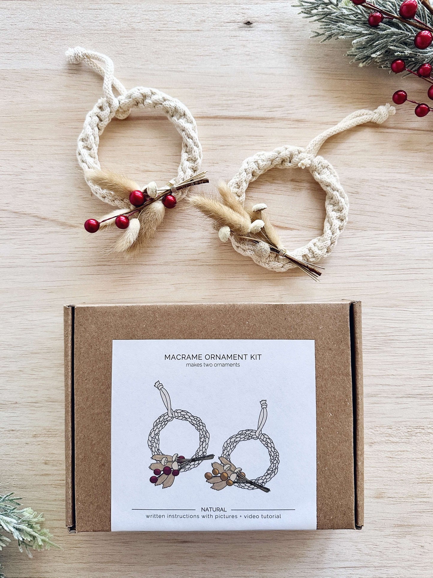 DIY Macrame Kit | Mini Wreath Christmas Ornaments