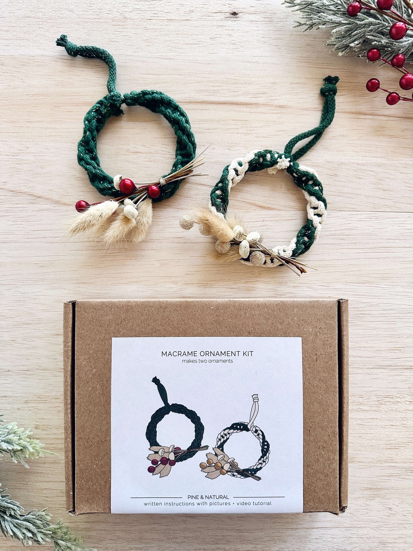 DIY Macrame Kit | Mini Wreath Christmas Ornaments