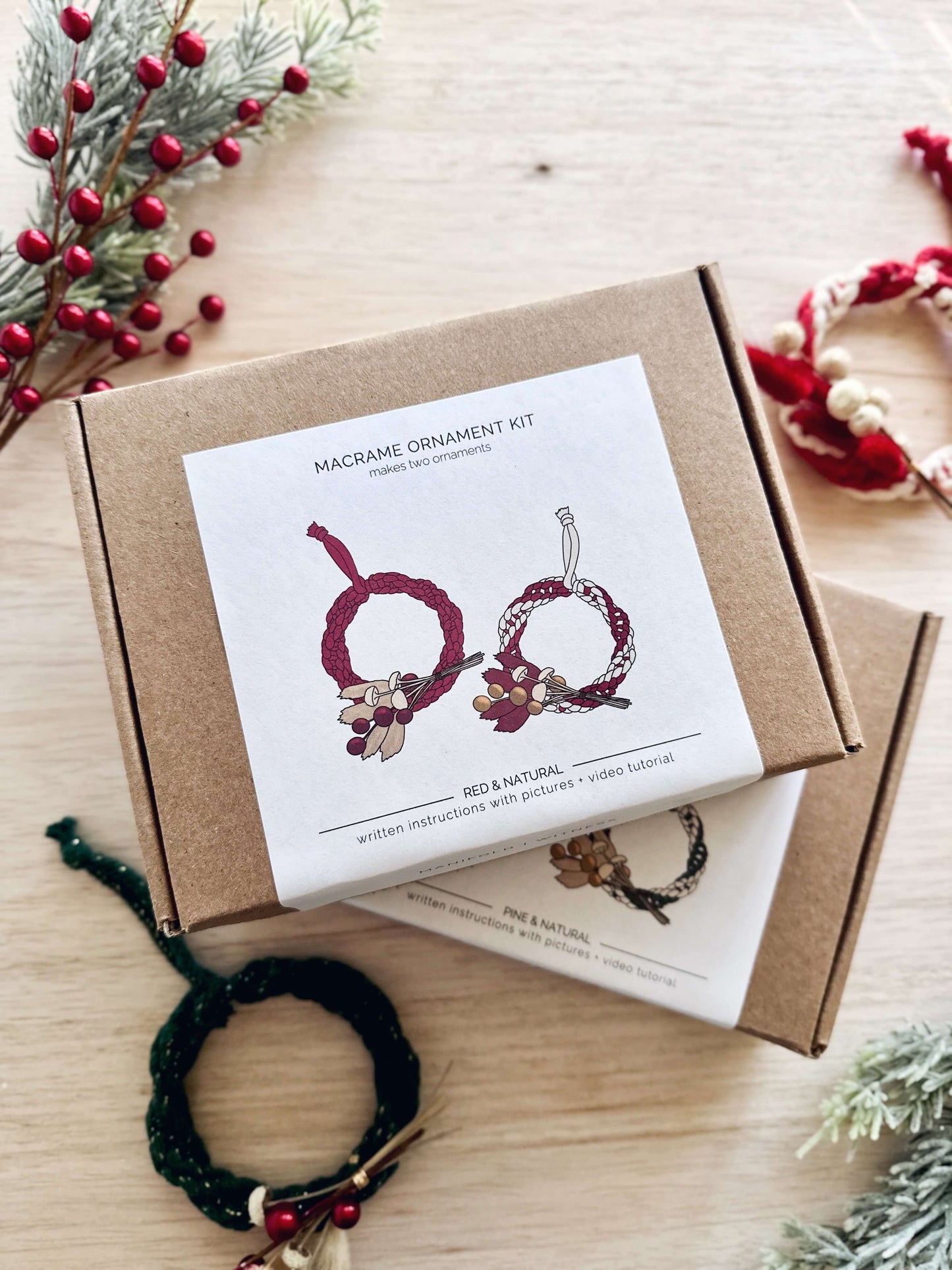 DIY Macrame Kit | Mini Wreath Christmas Ornaments