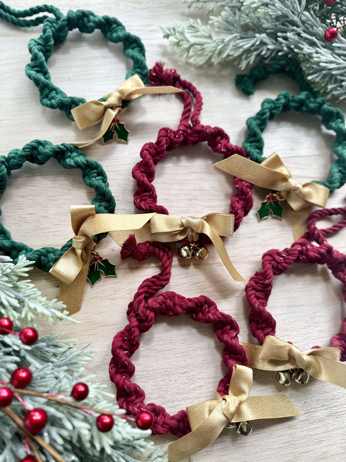 Macrame Christmas Ornament | Mini Wreath with Charm