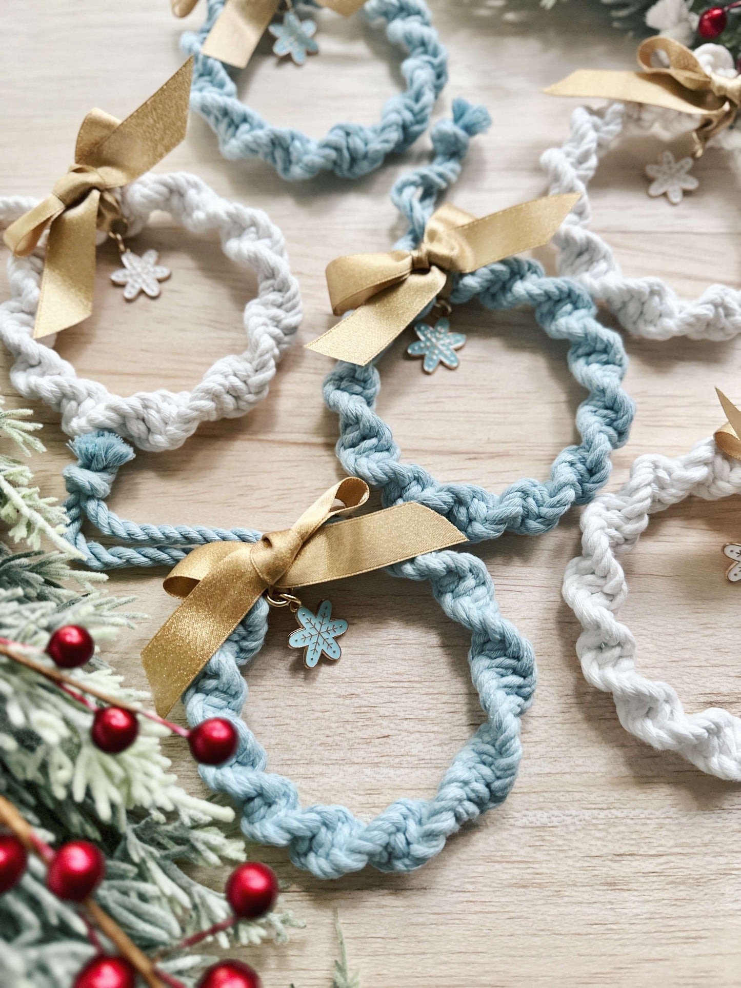 Macrame Christmas Ornament | Mini Wreath with Charm