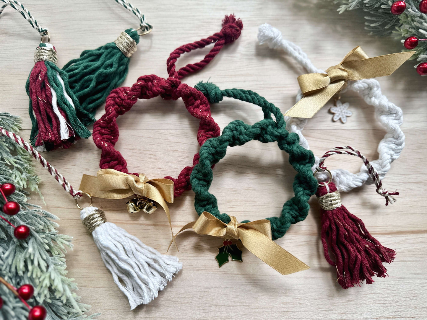 Macrame Christmas Ornament | Mini Wreath with Charm