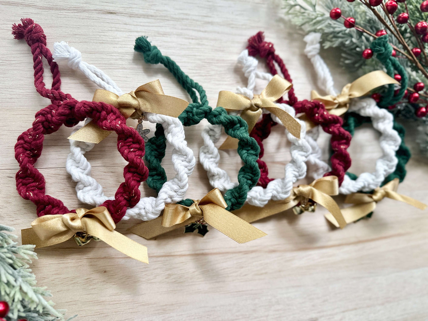 Macrame Christmas Ornament | Mini Wreath with Charm