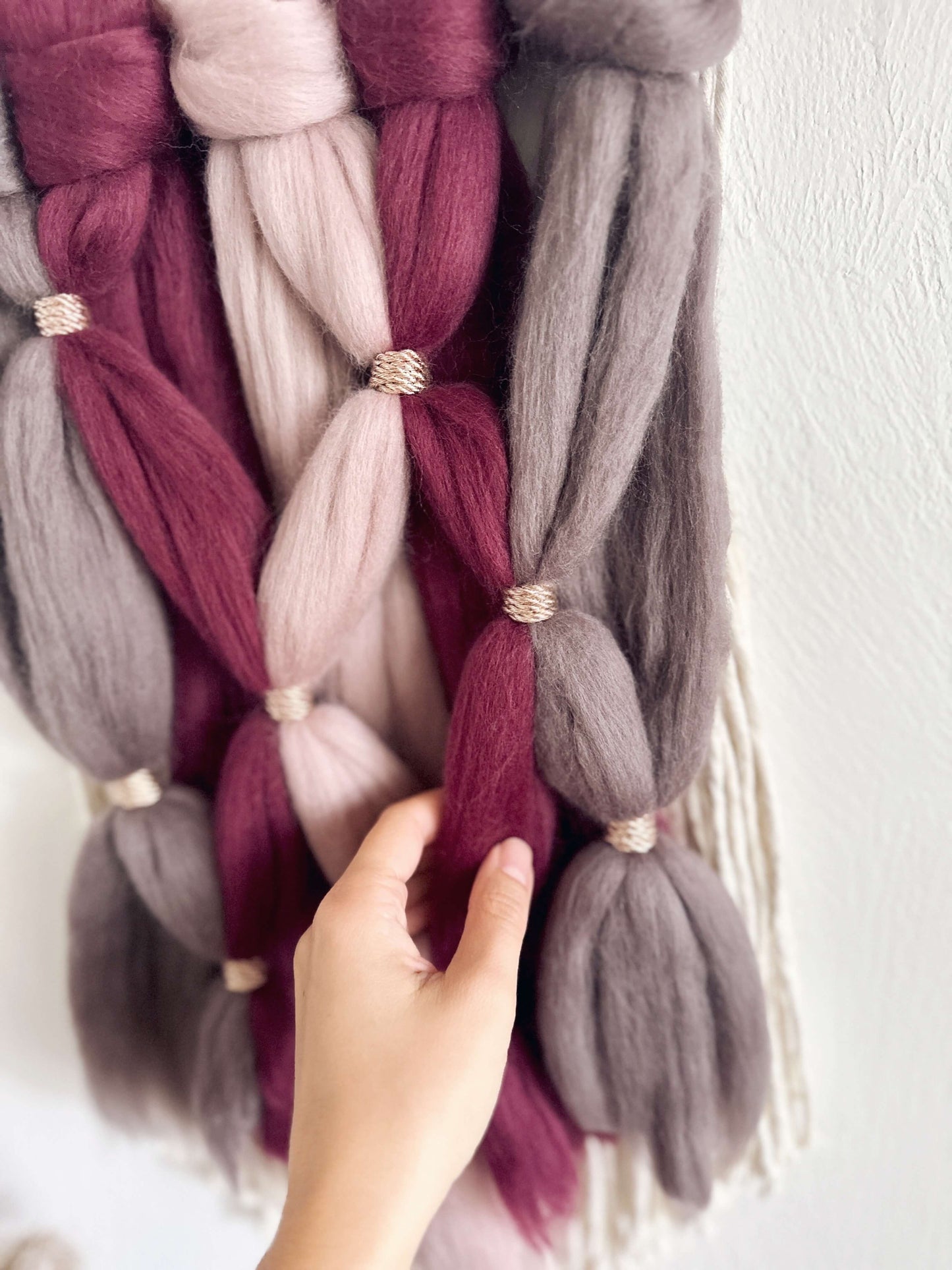 Merino and Macrame Wall Hanging in Amethyst