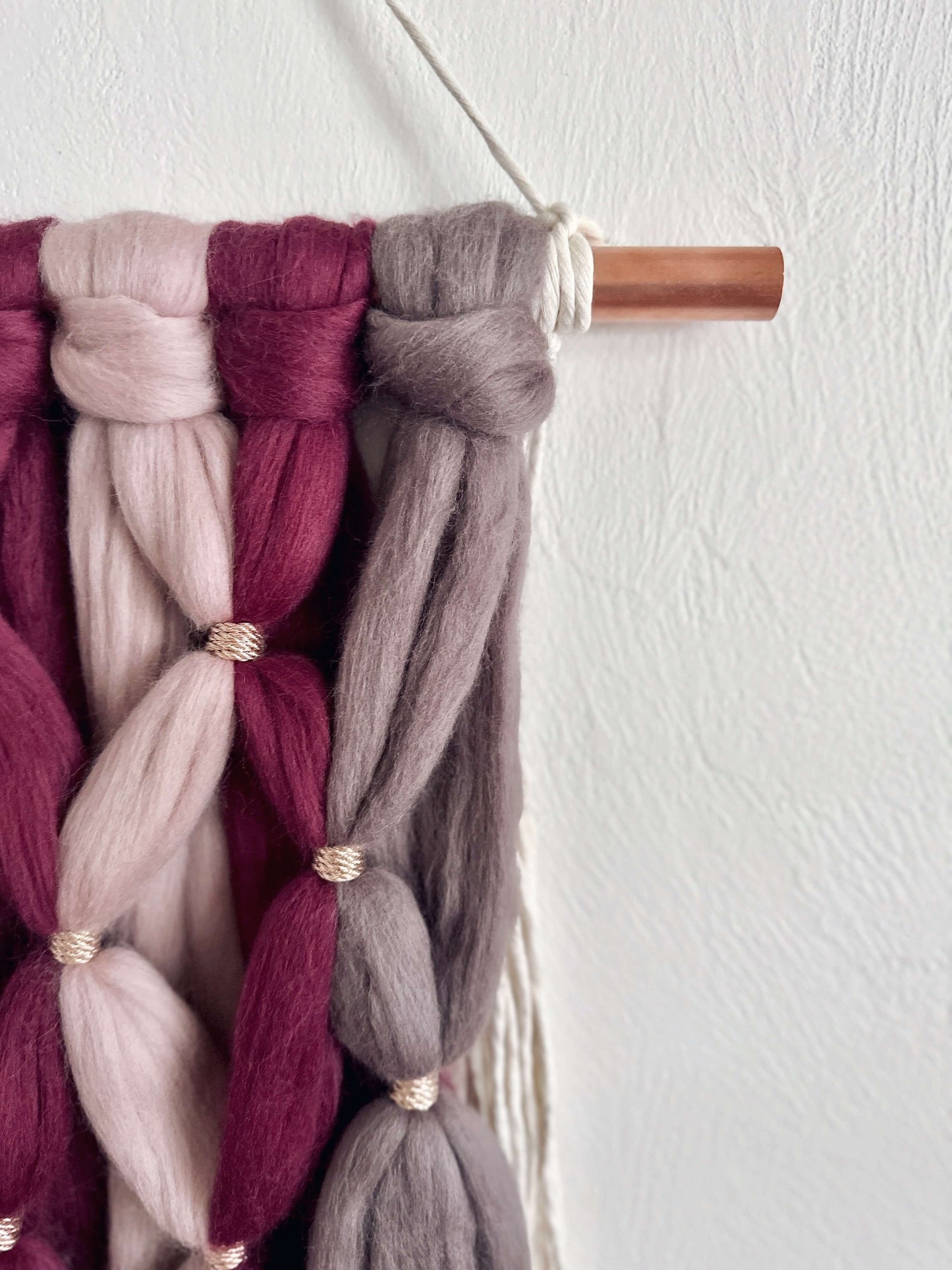 Merino and Macrame Wall Hanging in Amethyst