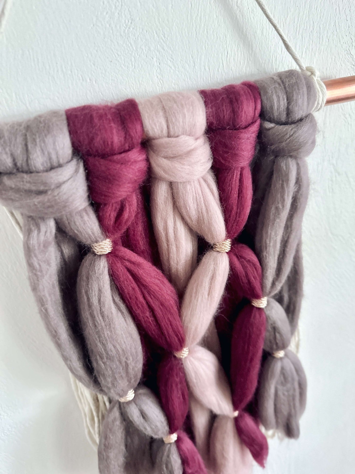 Merino and Macrame Wall Hanging in Amethyst