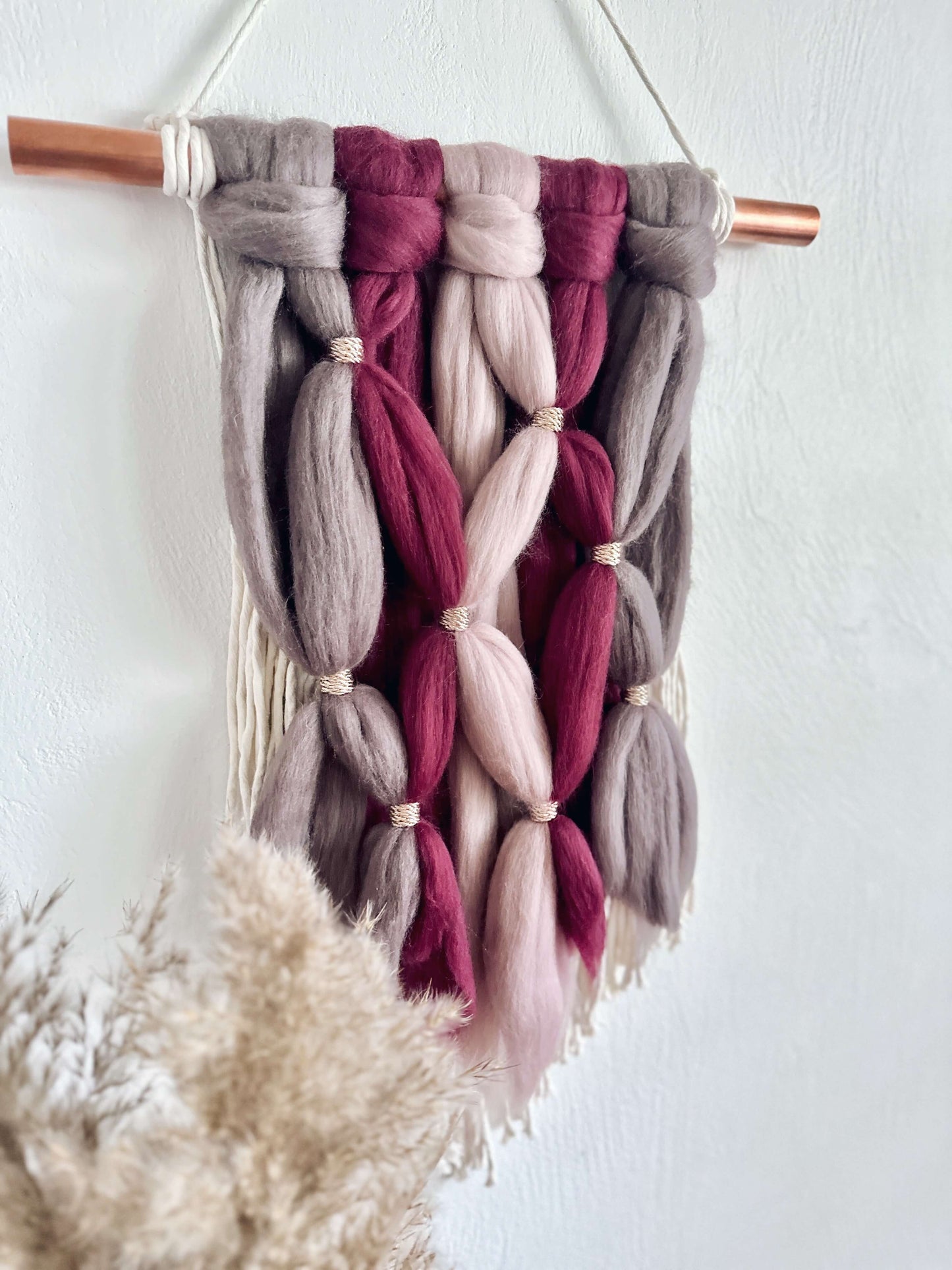Merino and Macrame Wall Hanging in Amethyst