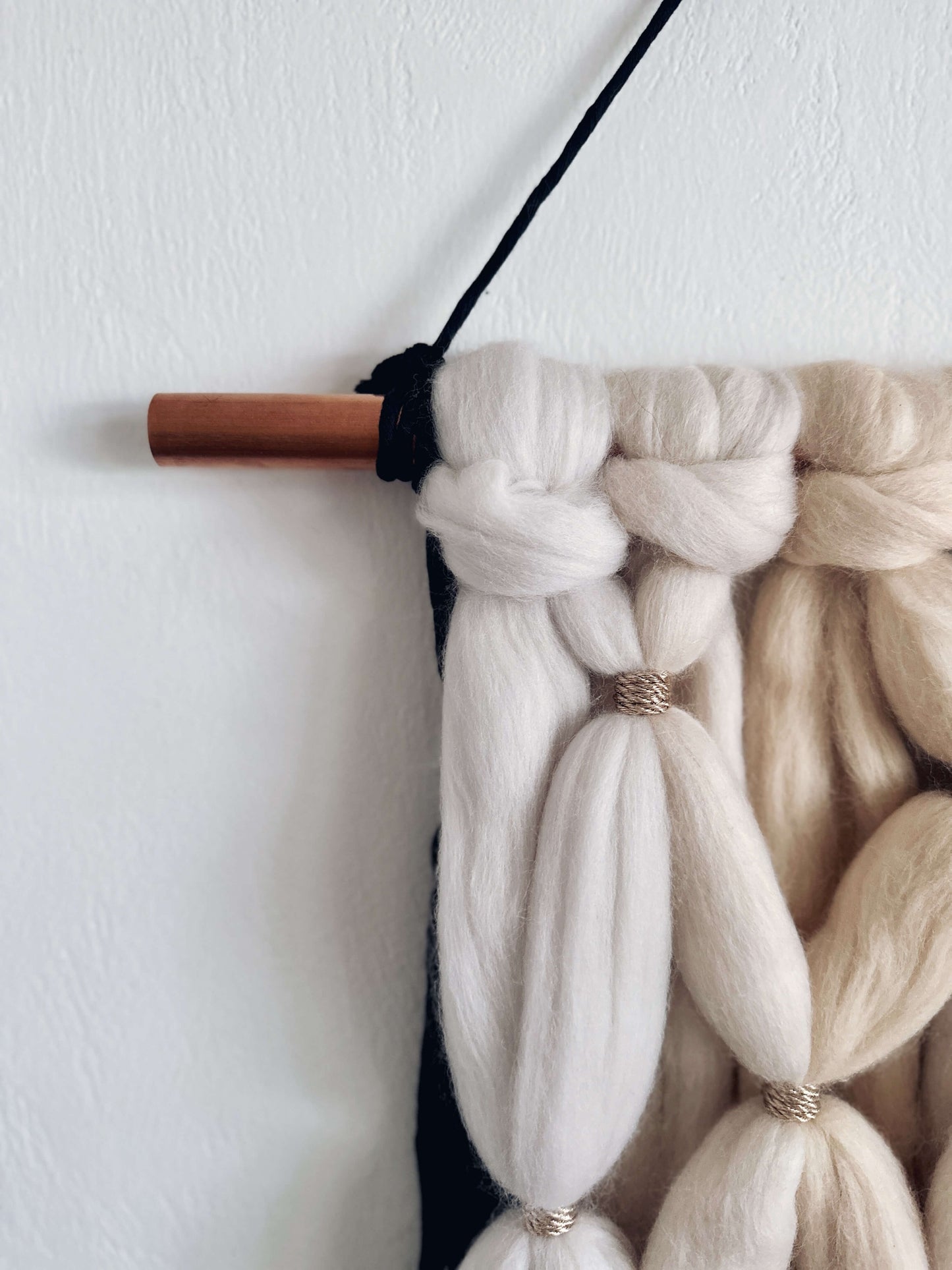 Merino and Macrame Wall Hanging in Cream