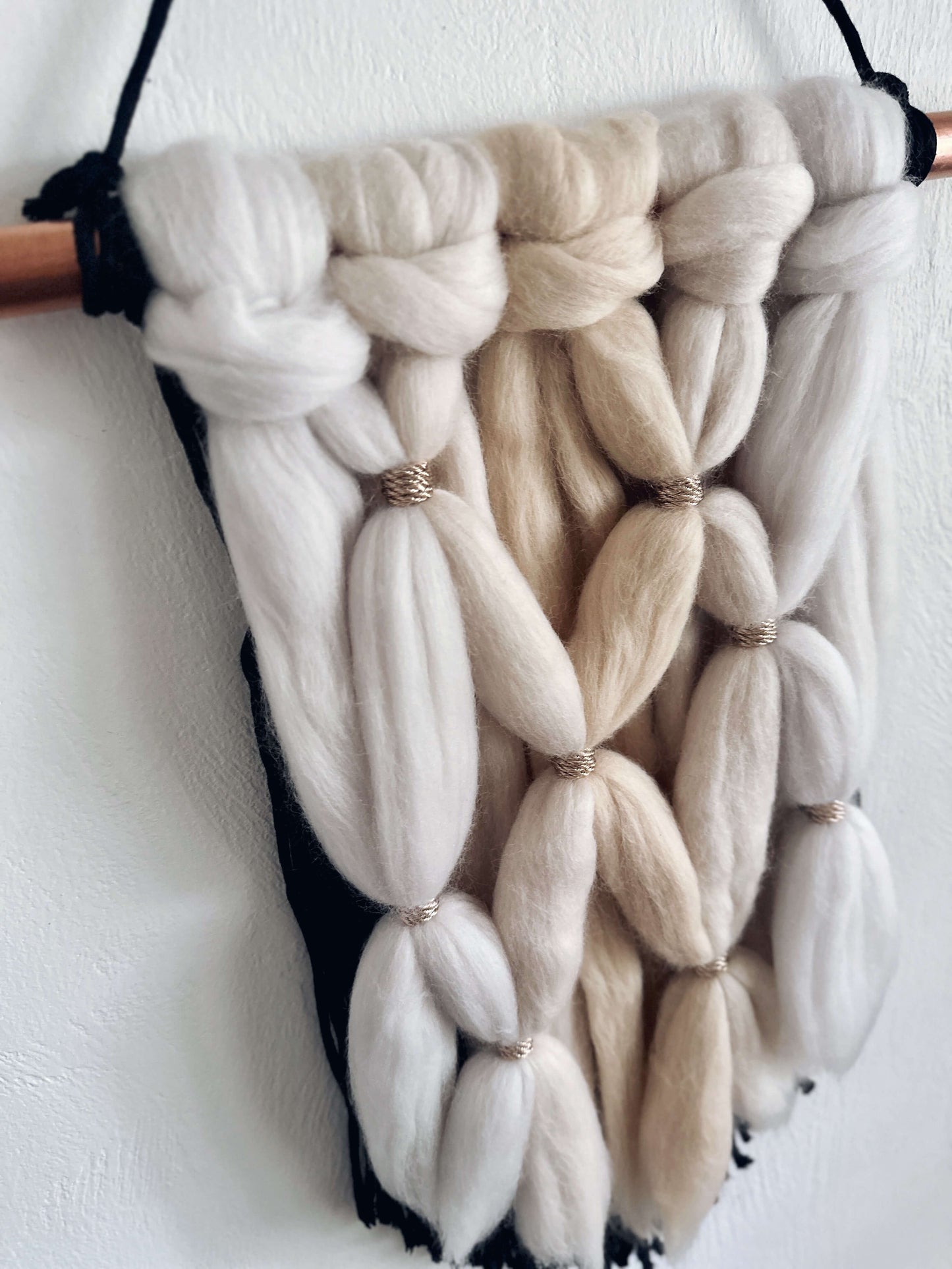 Merino and Macrame Wall Hanging in Cream