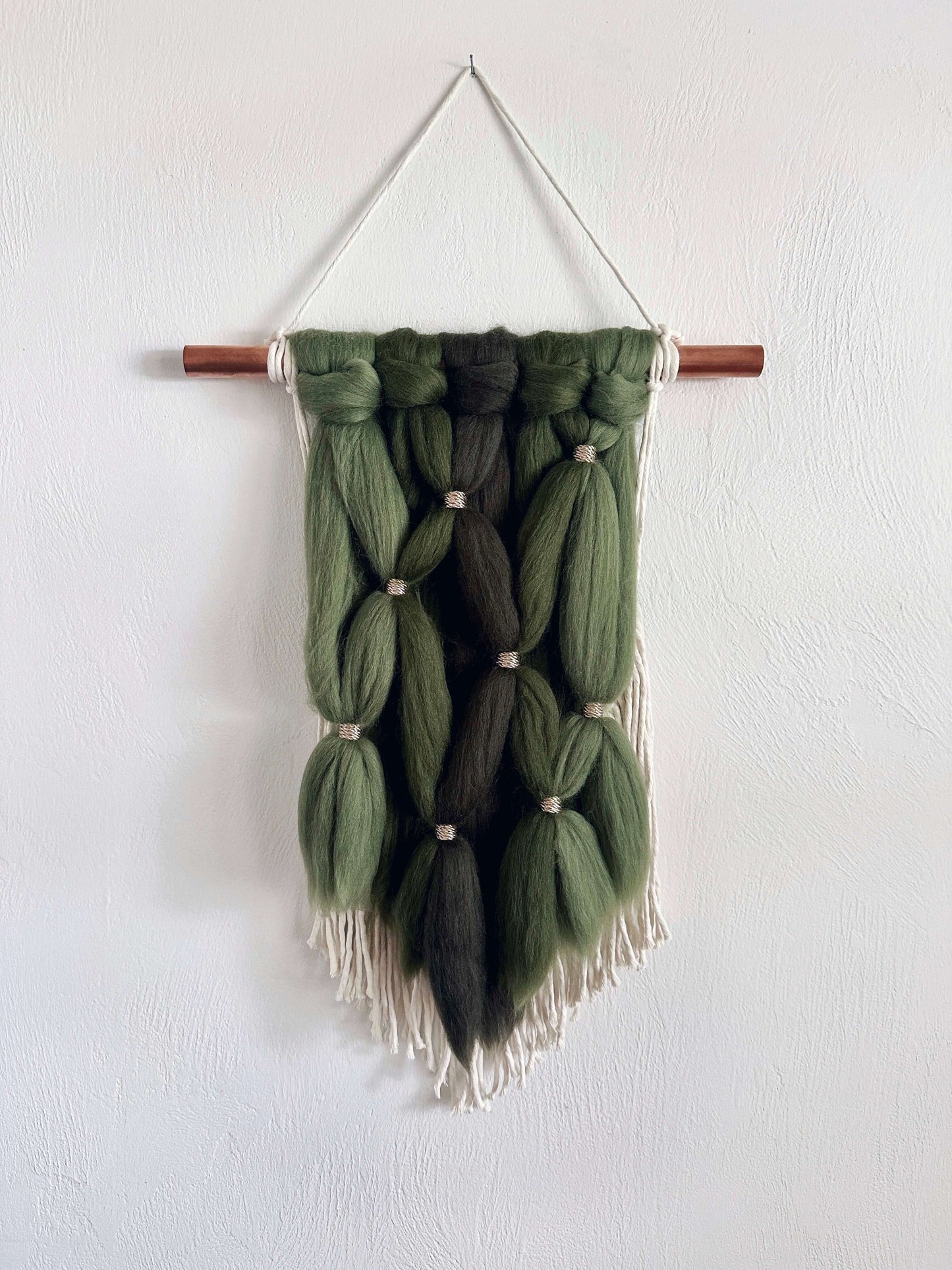 Merino and Macrame Wall Hanging in Forest