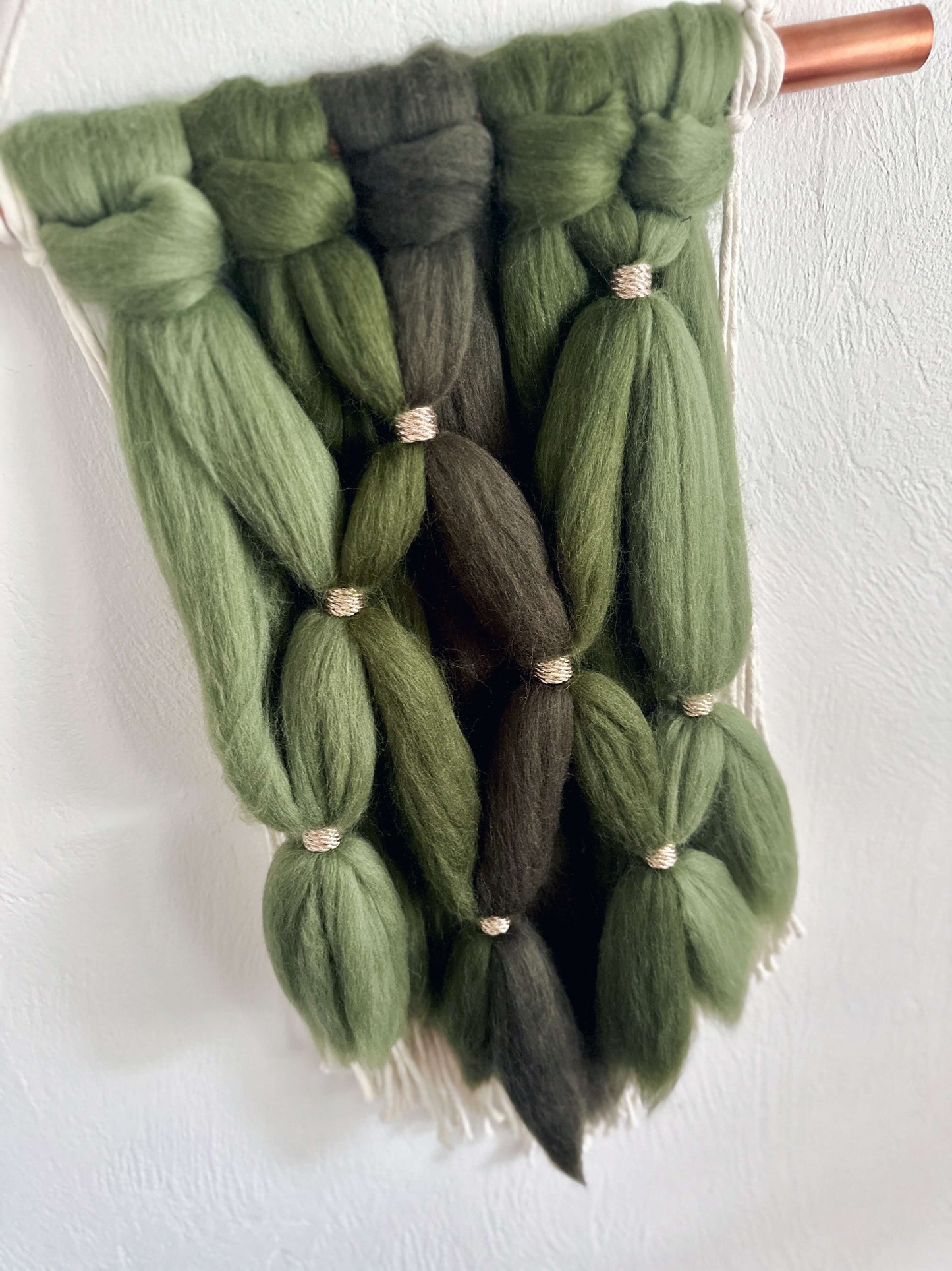 Merino and Macrame Wall Hanging in Forest