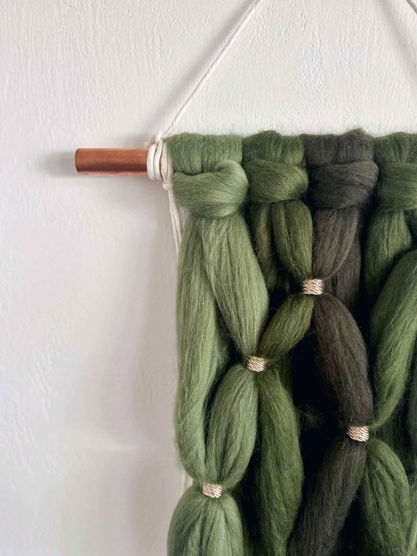 Merino and Macrame Wall Hanging in Forest