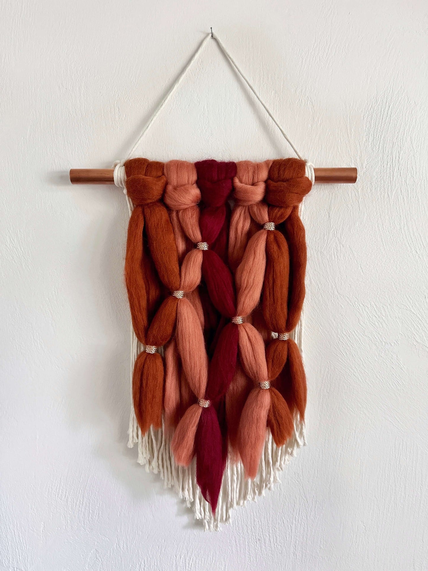 Merino and Macrame Wall Hanging in Terracotta