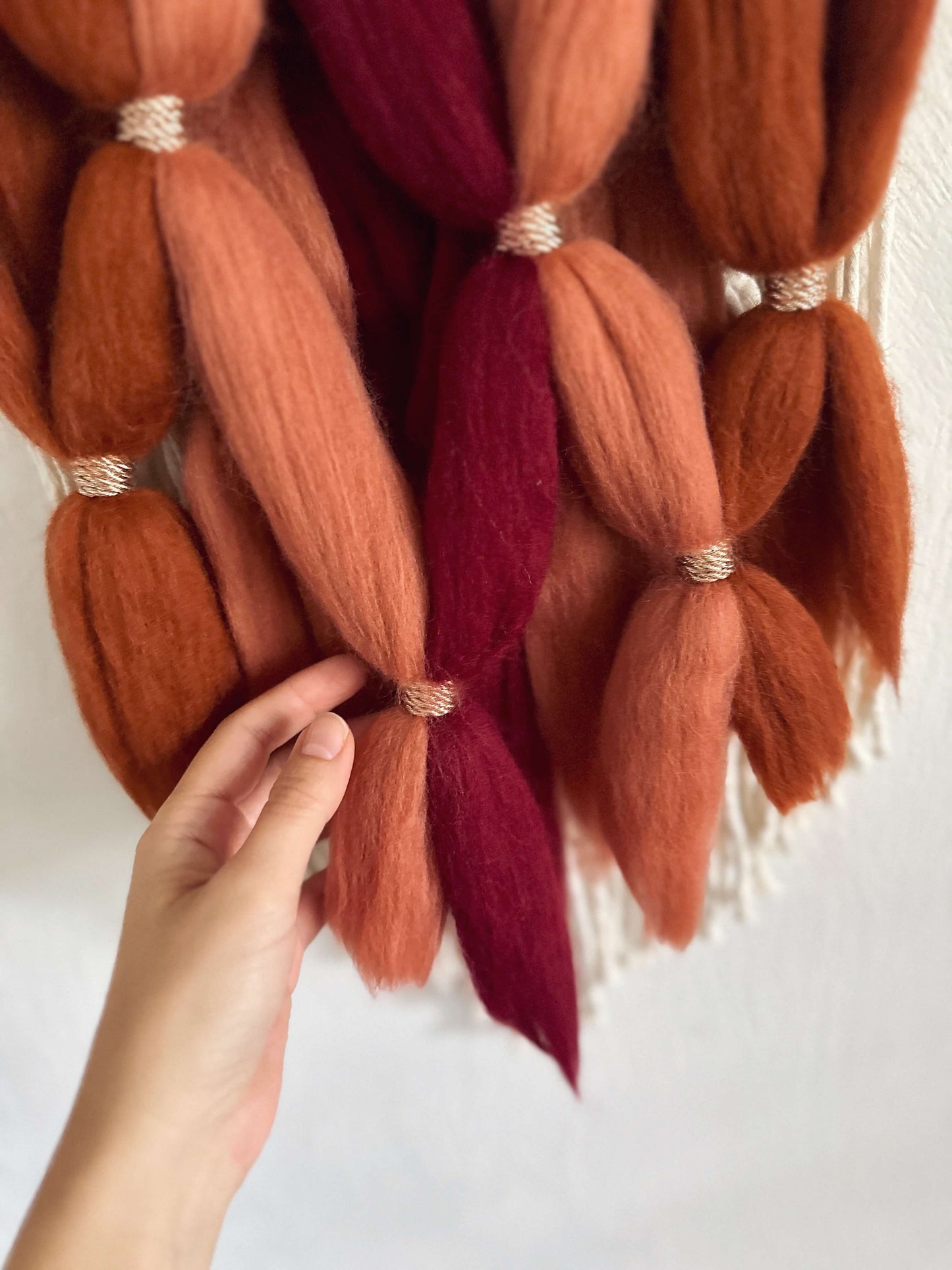 Merino and Macrame Wall Hanging in Terracotta