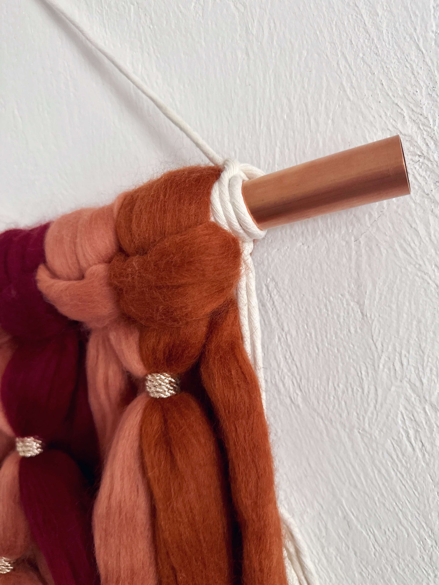 Merino and Macrame Wall Hanging in Terracotta