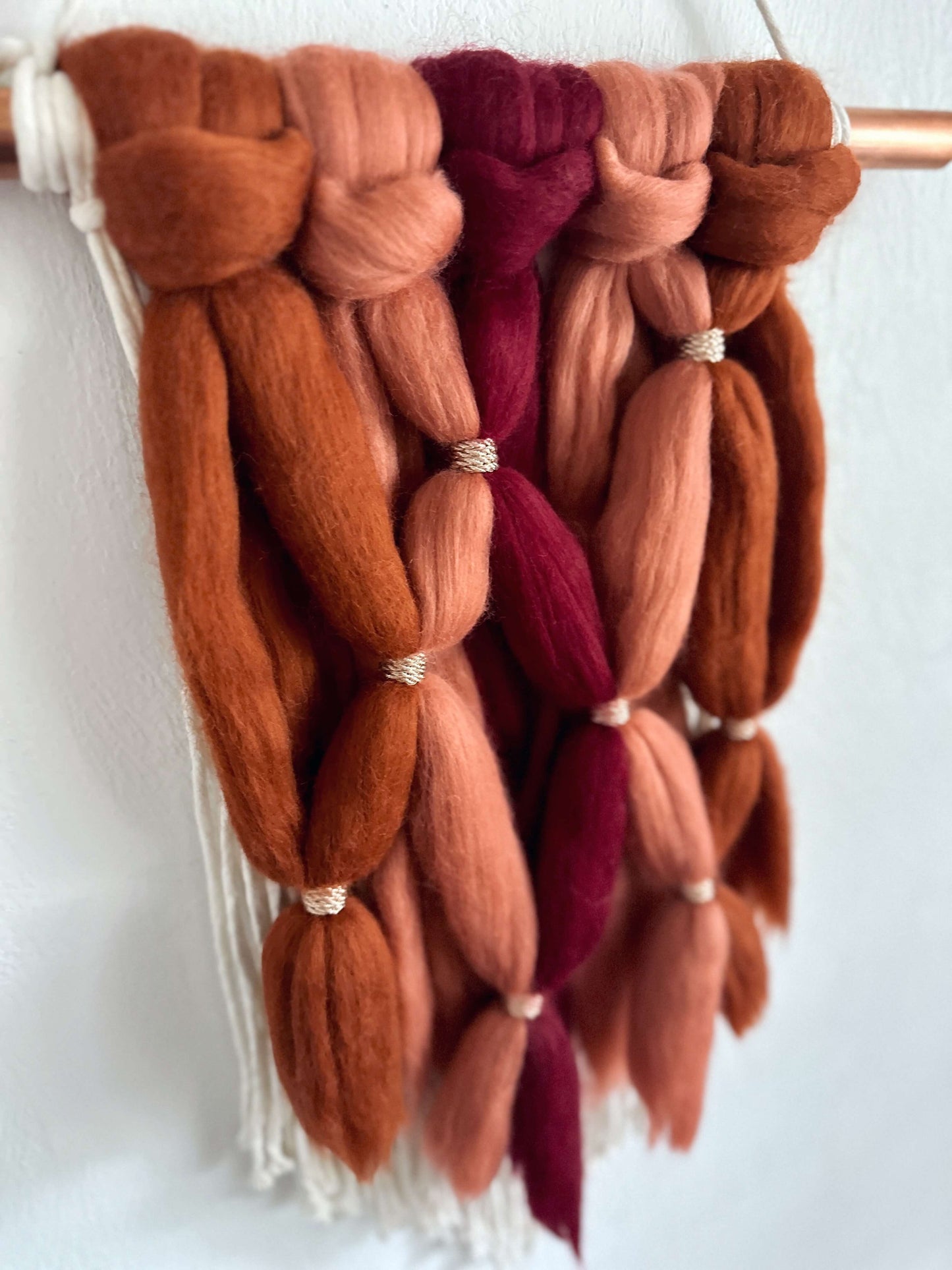 Merino and Macrame Wall Hanging in Terracotta