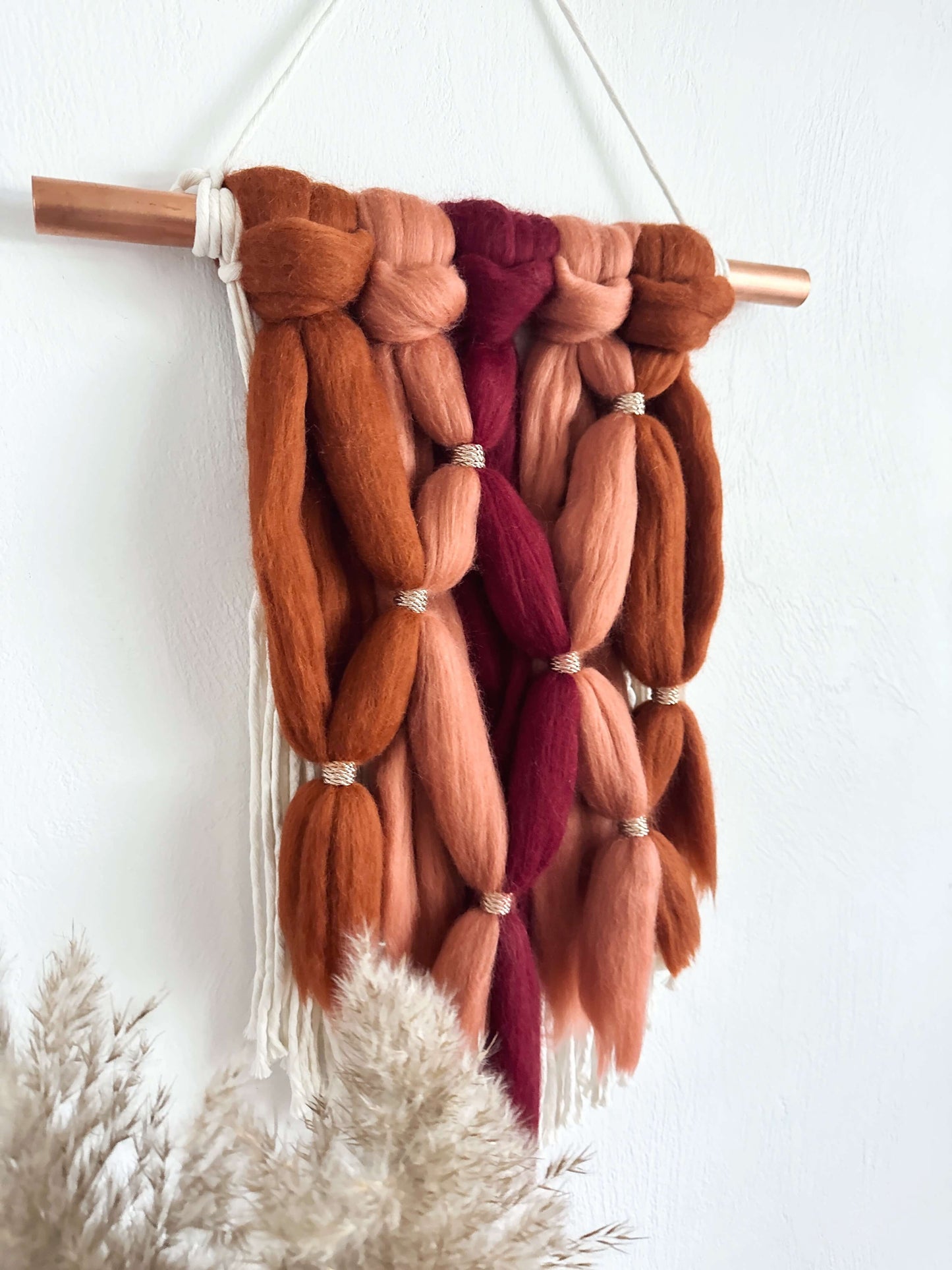 Merino and Macrame Wall Hanging in Terracotta