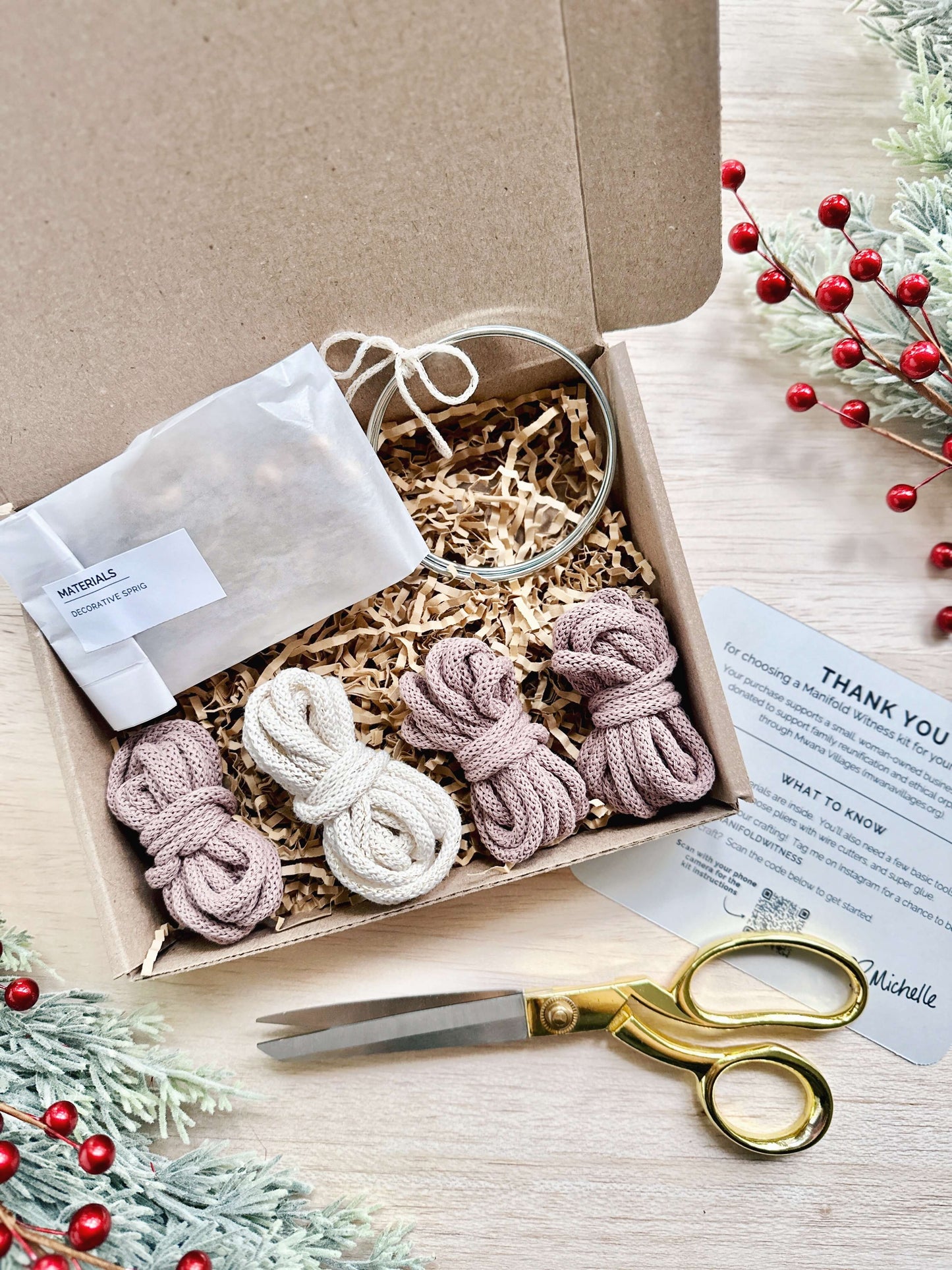 DIY Macrame Kit | Mini Wreath Christmas Ornaments