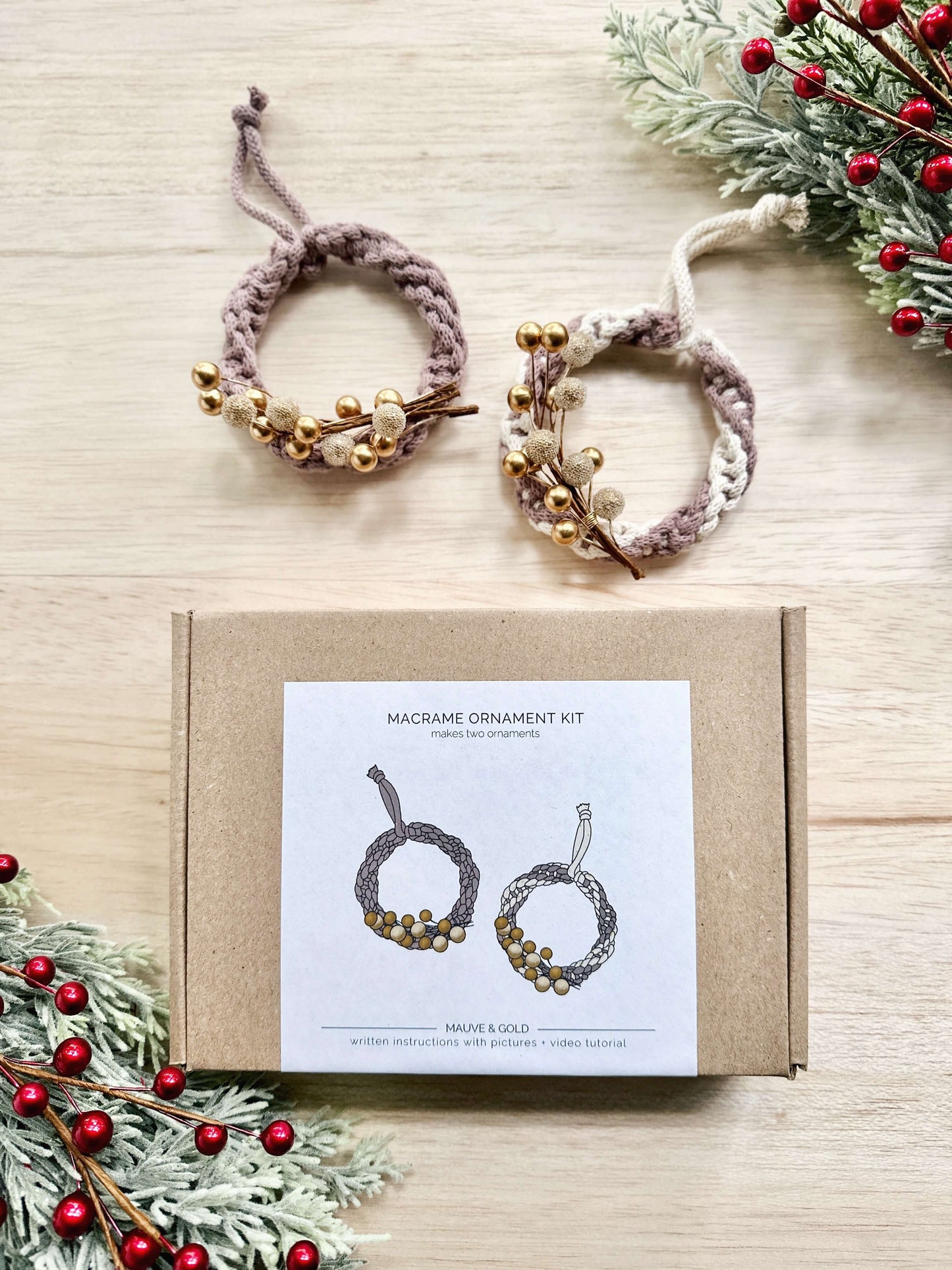 DIY Macrame Kit | Mini Wreath Christmas Ornaments