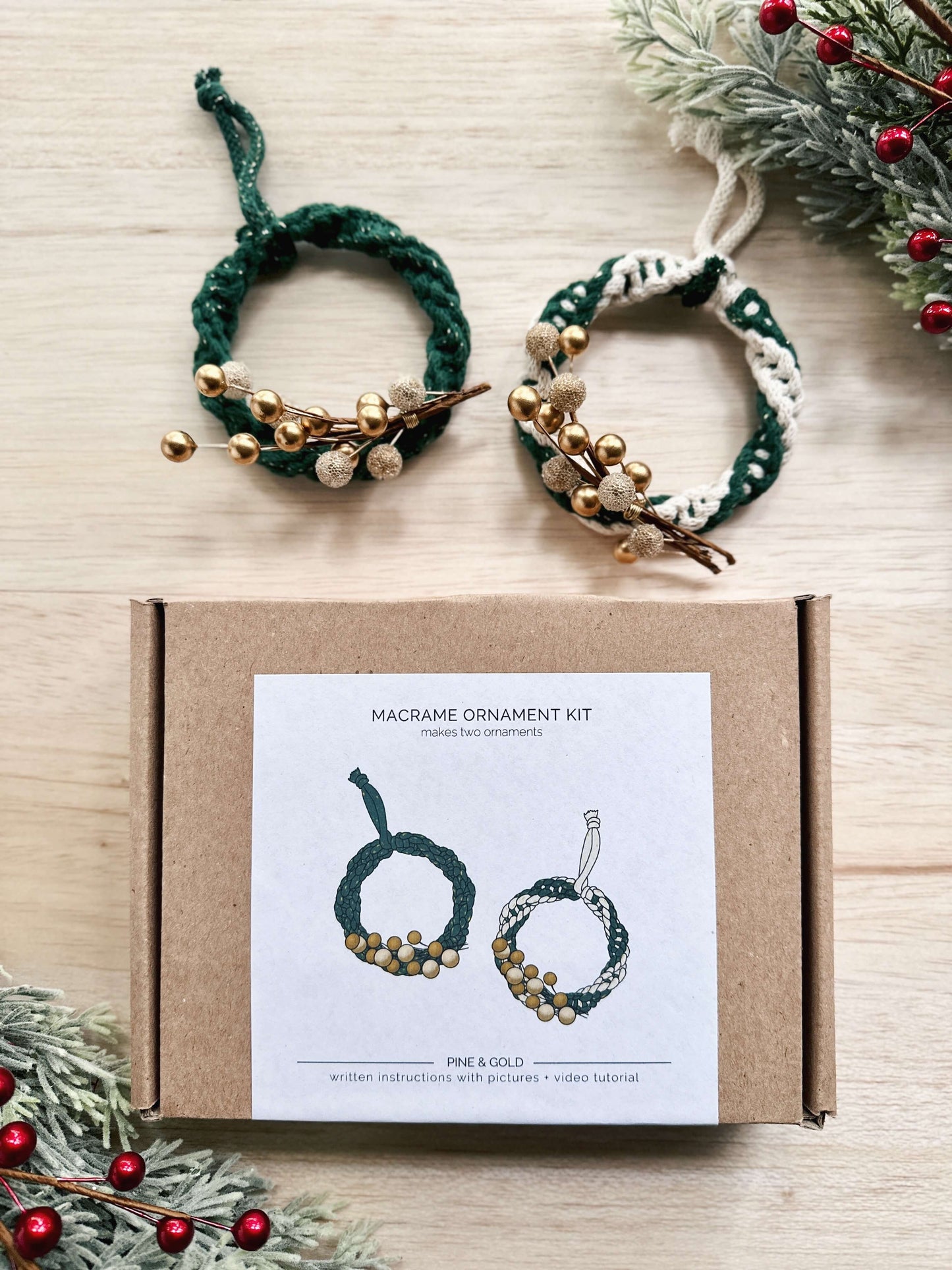 DIY Macrame Kit | Mini Wreath Christmas Ornaments