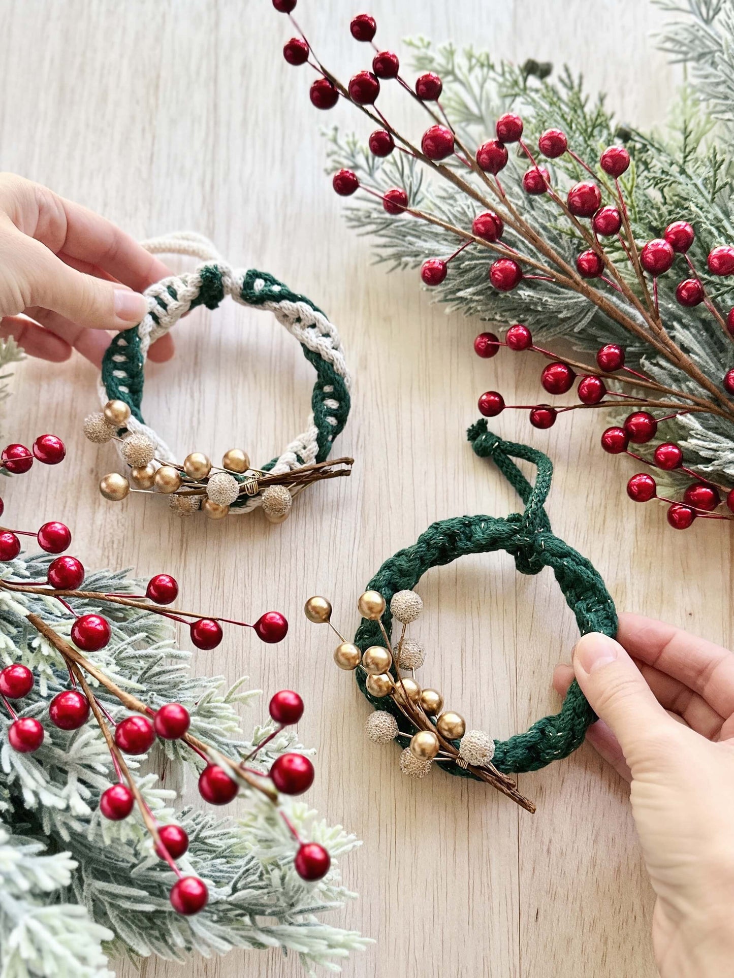 DIY Macrame Kit | Mini Wreath Christmas Ornaments