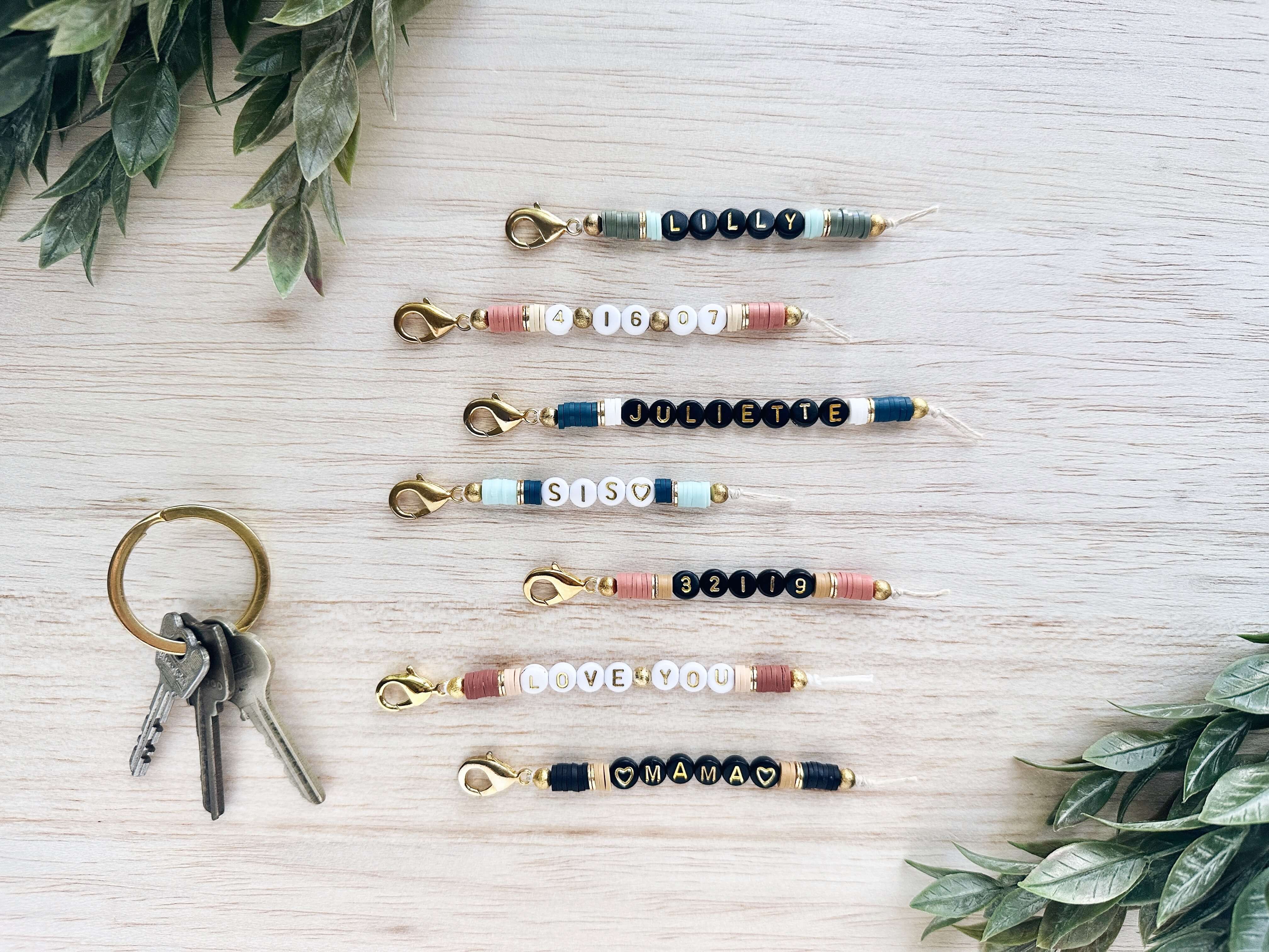 DIY Beaded Key Ring Beadable Handmade Keychains Bars Crafting