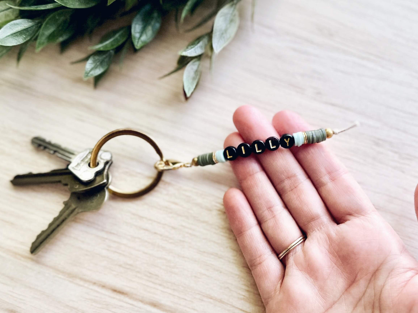 Personalized Letter Bead Keychain