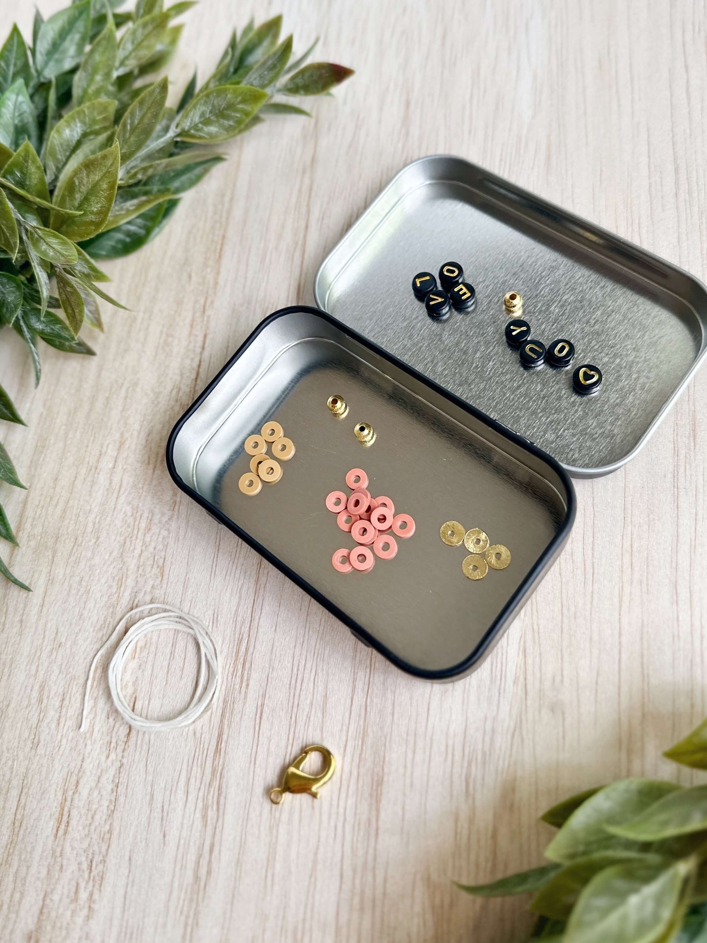Personalized Letter Bead Keychain Kit | Reusable Aluminum Tin