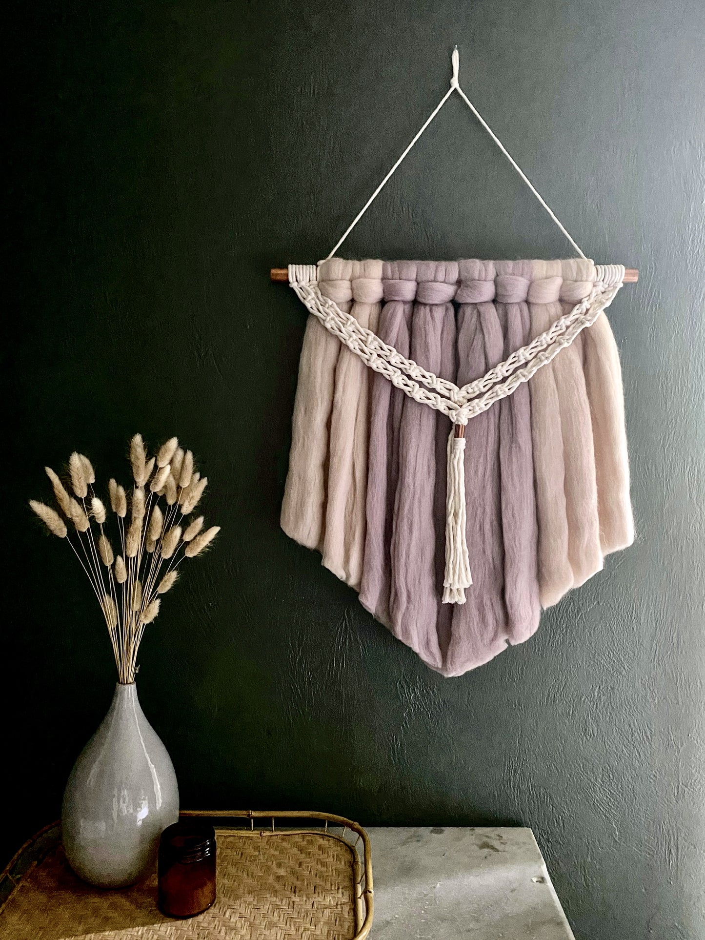 Fiber Art Wall Hanging | Seneca in Mink & Blush