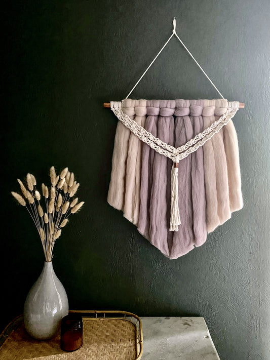 Fiber Art Wall Hanging | Seneca in Mink & Blush