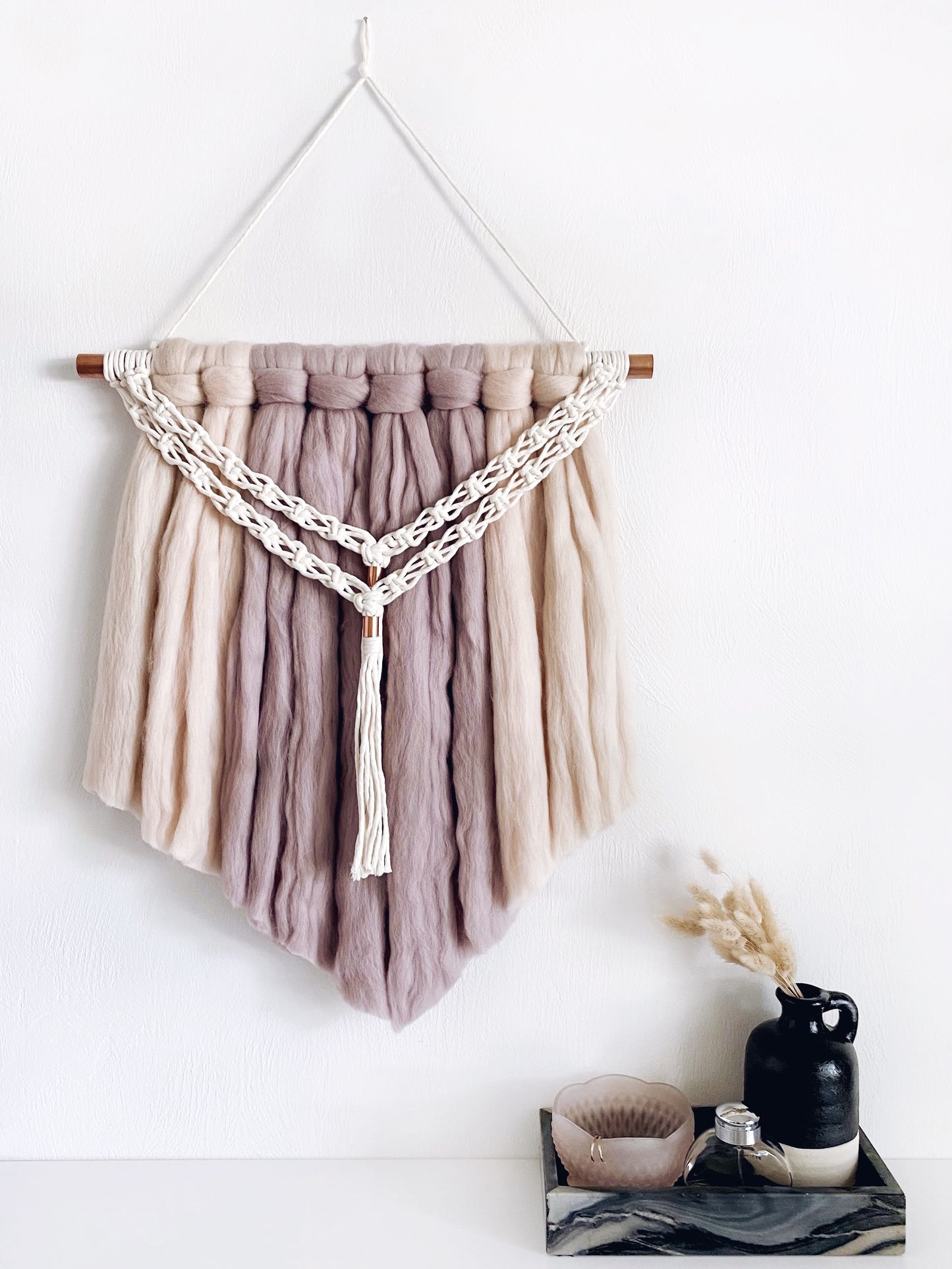 Fiber Art Wall Hanging | Seneca in Mink & Blush
