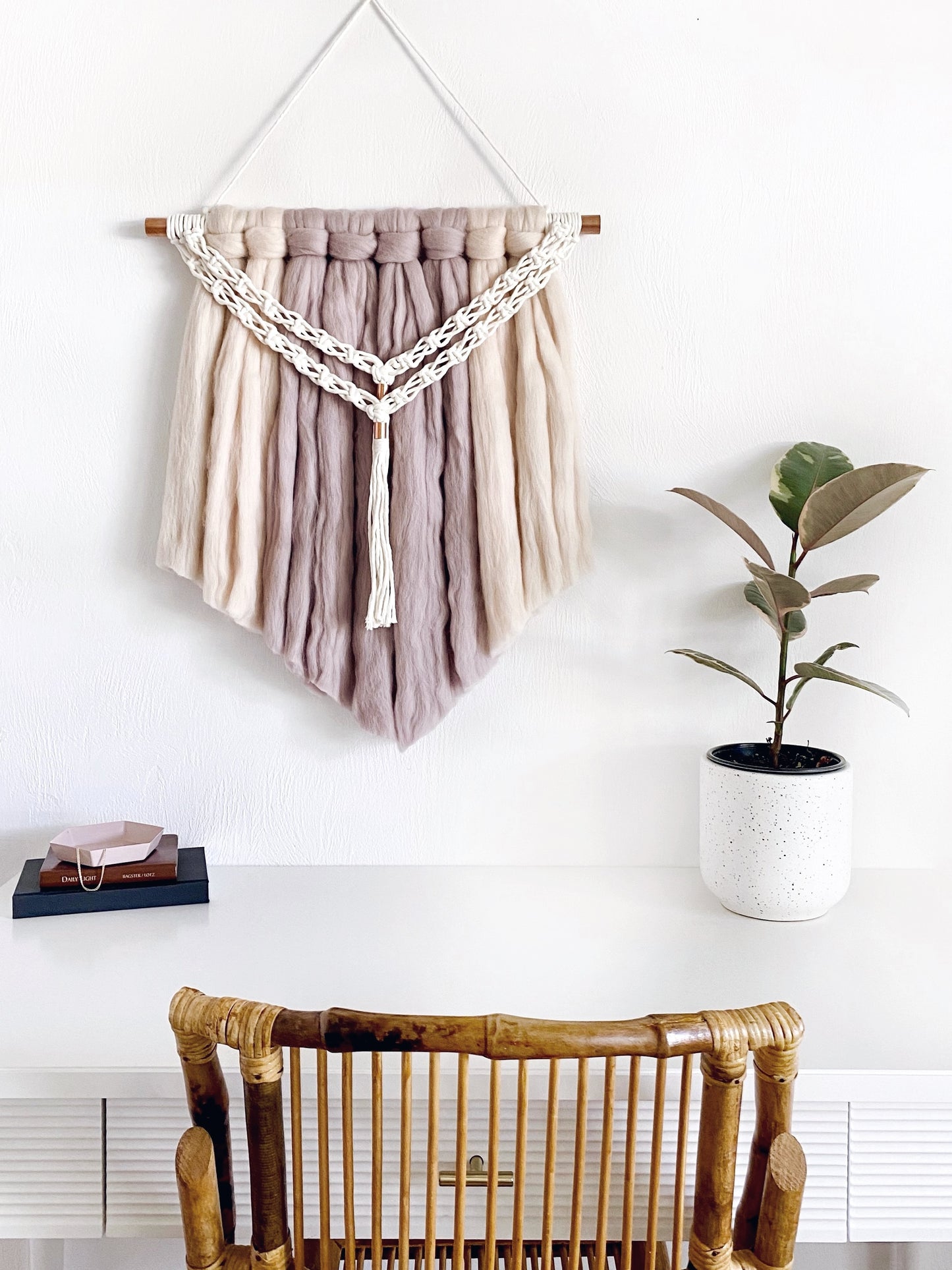 Fiber Art Wall Hanging | Seneca in Mink & Blush