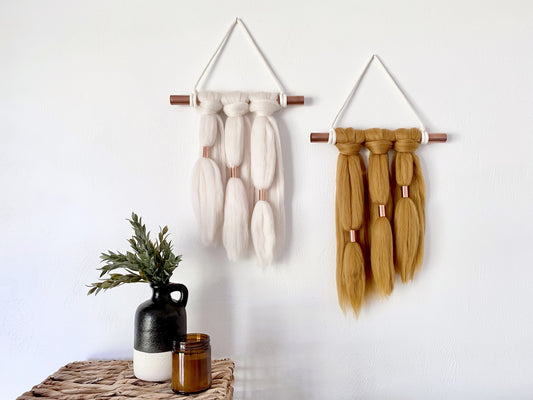 Fiber Art Wall Hanging Set | Farrah in Cream & Antique