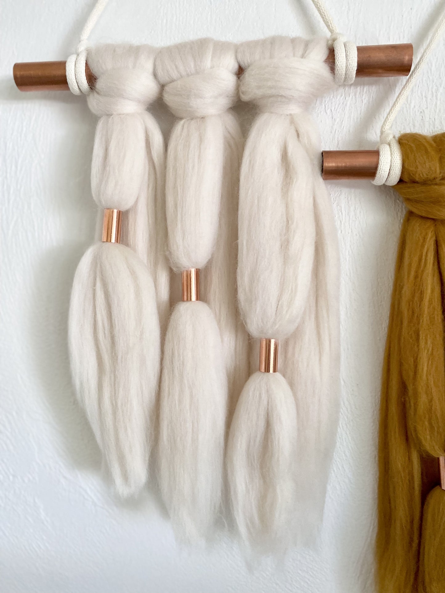Fiber Art Wall Hanging Set | Farrah in Cream & Antique