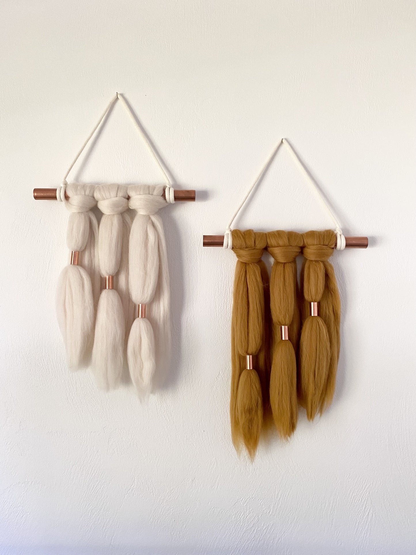 Fiber Art Wall Hanging Set | Farrah in Cream & Antique