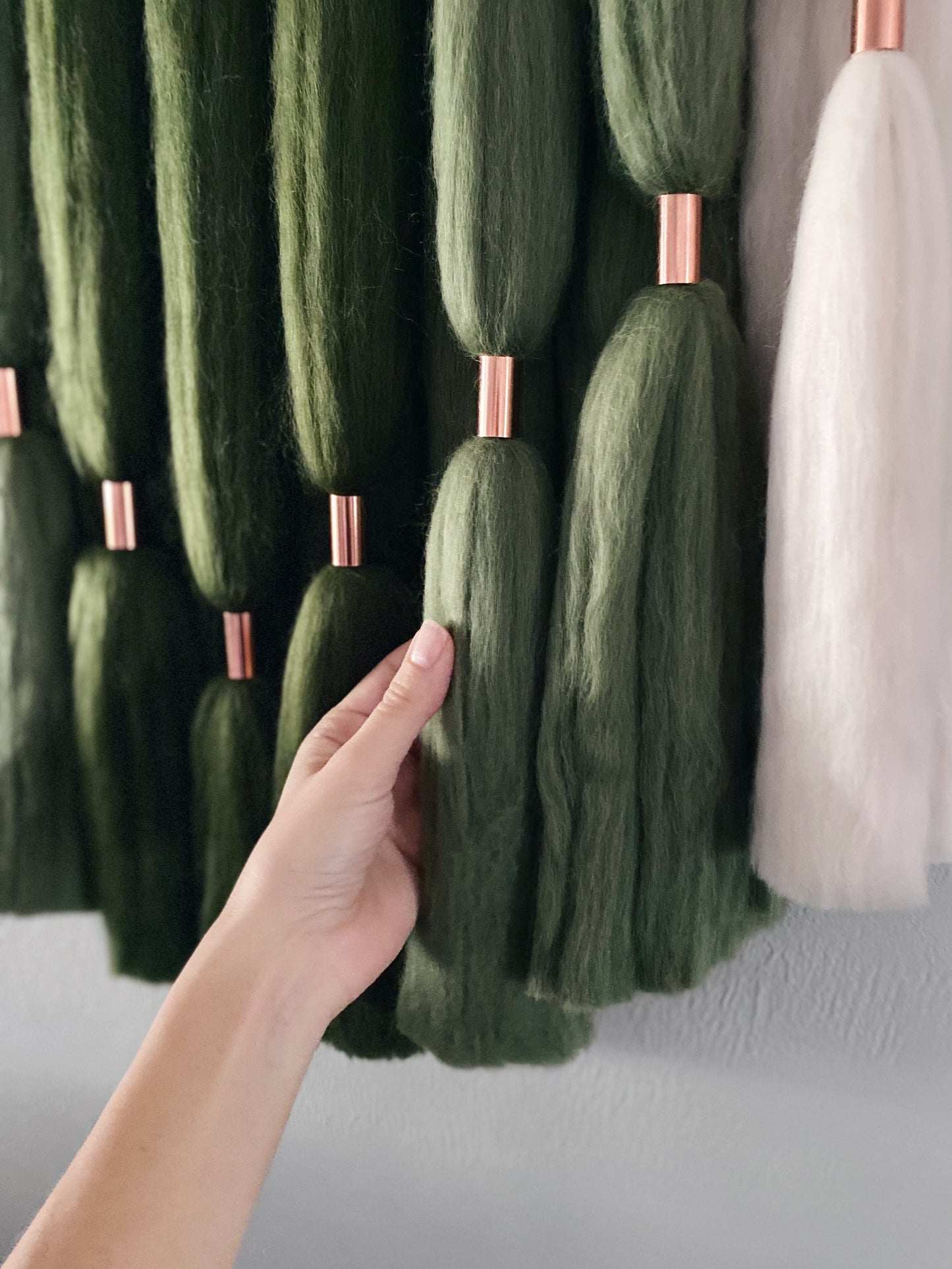 Fiber Art Wall Hanging in Forest Green Ombre