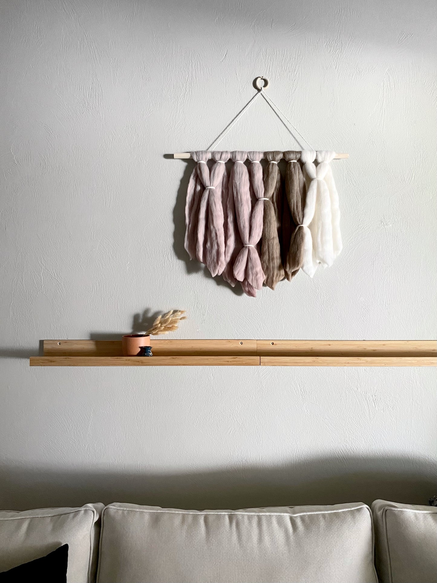 Fiber Art Wall Hanging in Mink & Taupe
