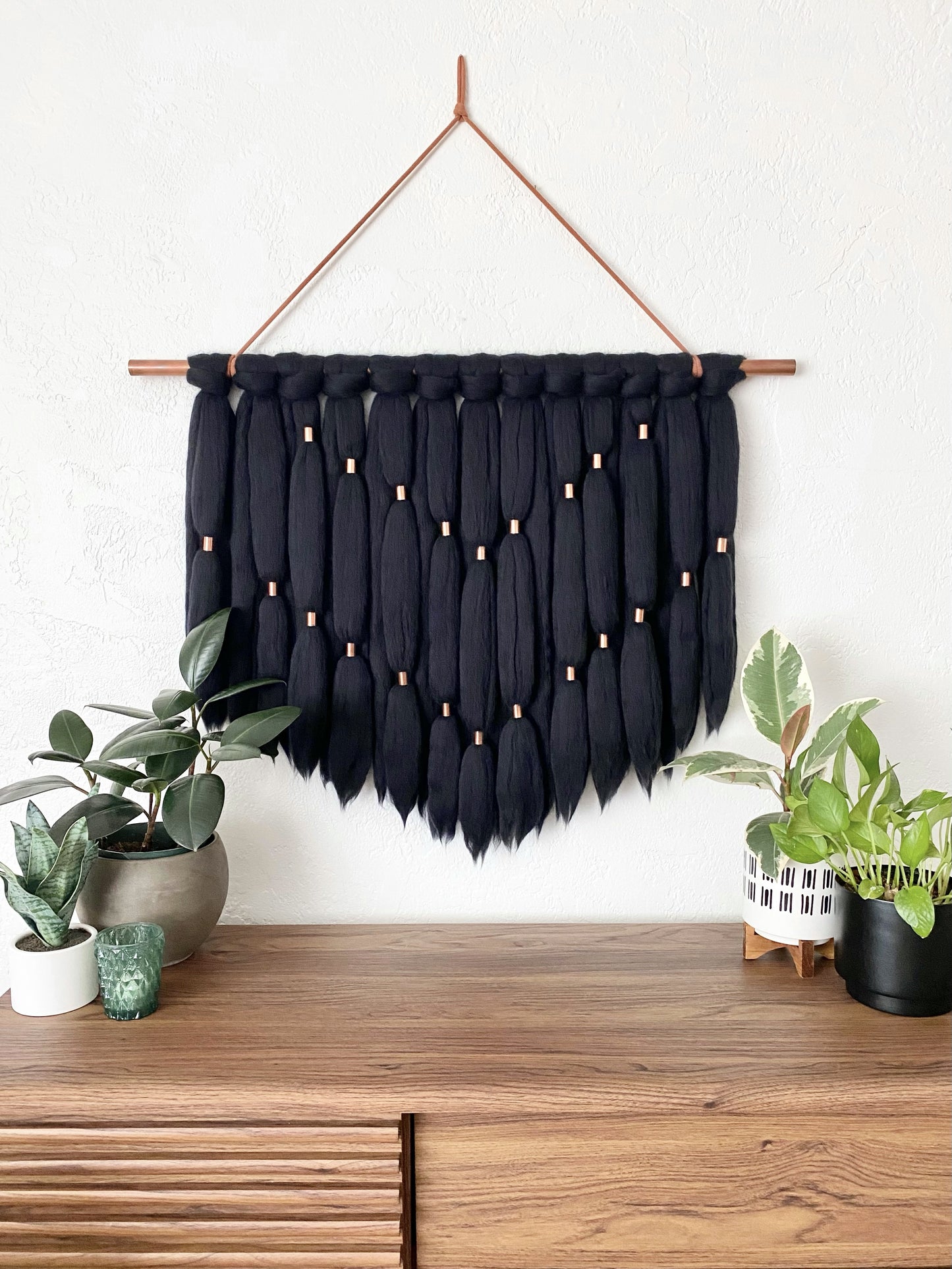 Large Fiber Art Wall Hanging | Farrah in Black