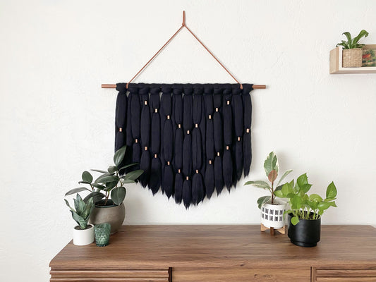Large Fiber Art Wall Hanging | Farrah in Black