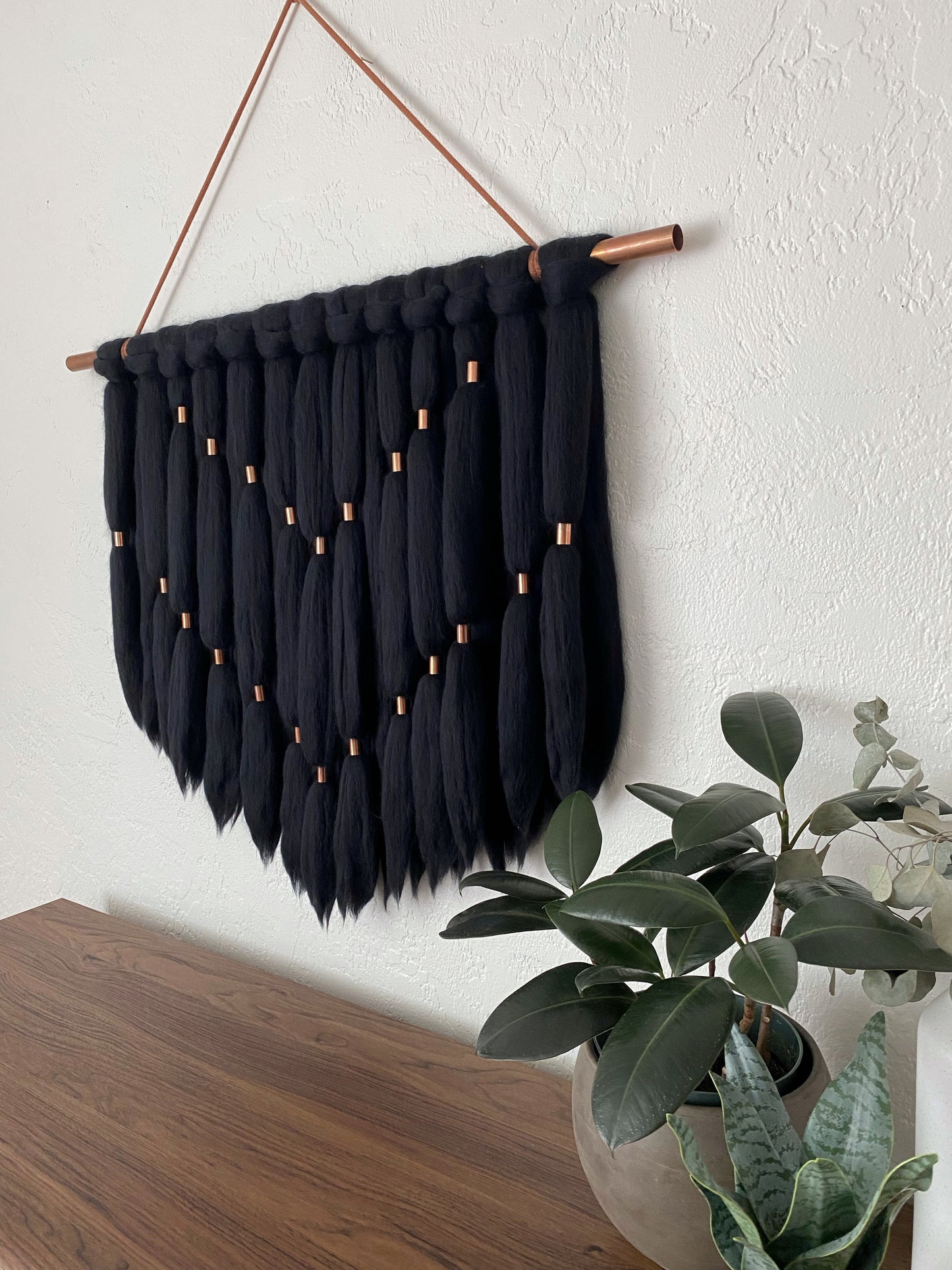 Large Fiber Art Wall Hanging | Farrah in Black