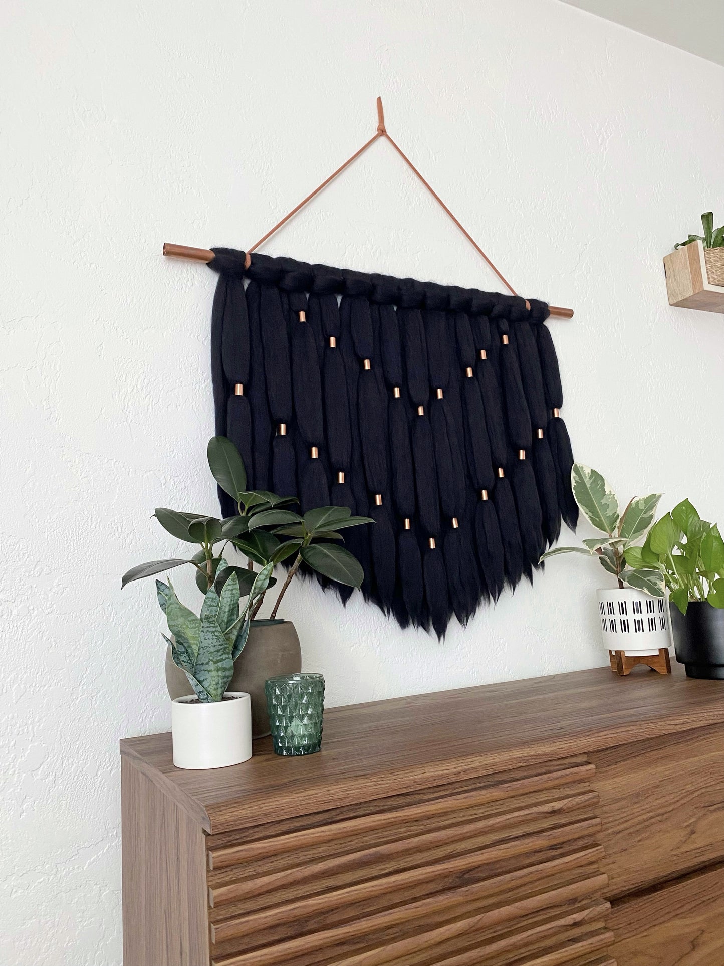 Large Fiber Art Wall Hanging | Farrah in Black