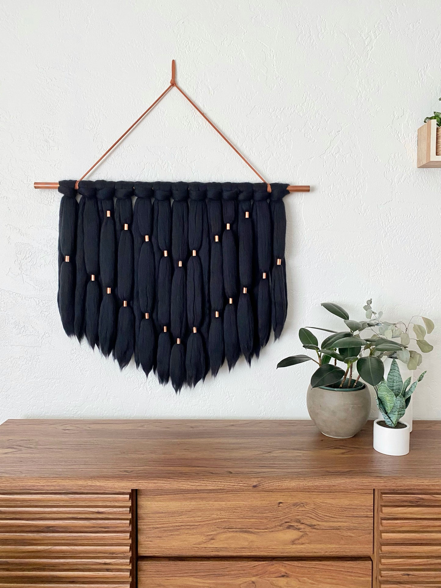Large Fiber Art Wall Hanging | Farrah in Black