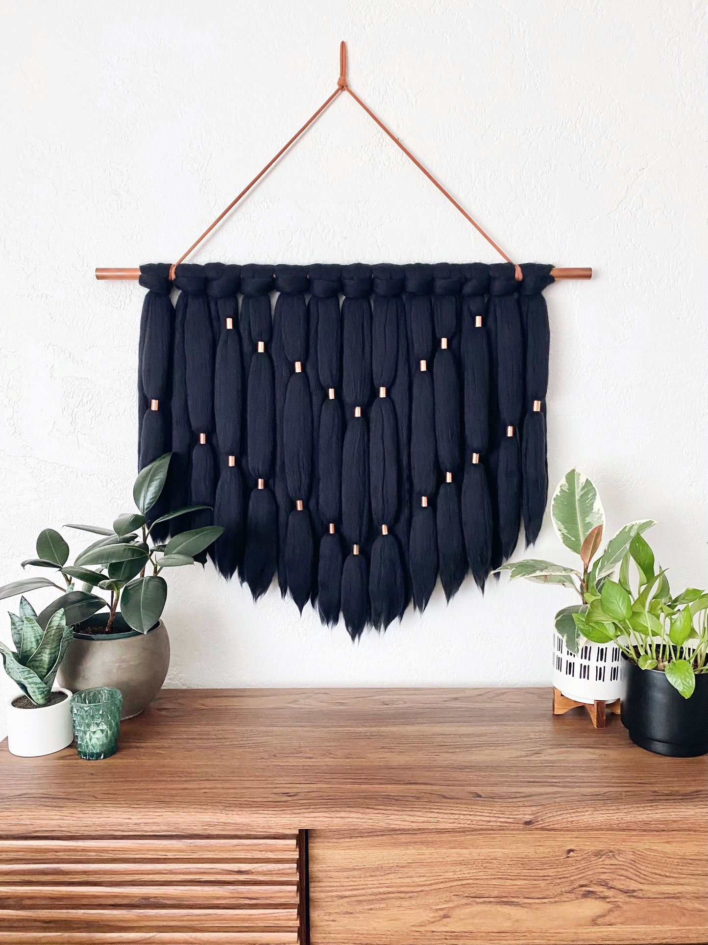 Large Fiber Art Wall Hanging | Farrah in Black