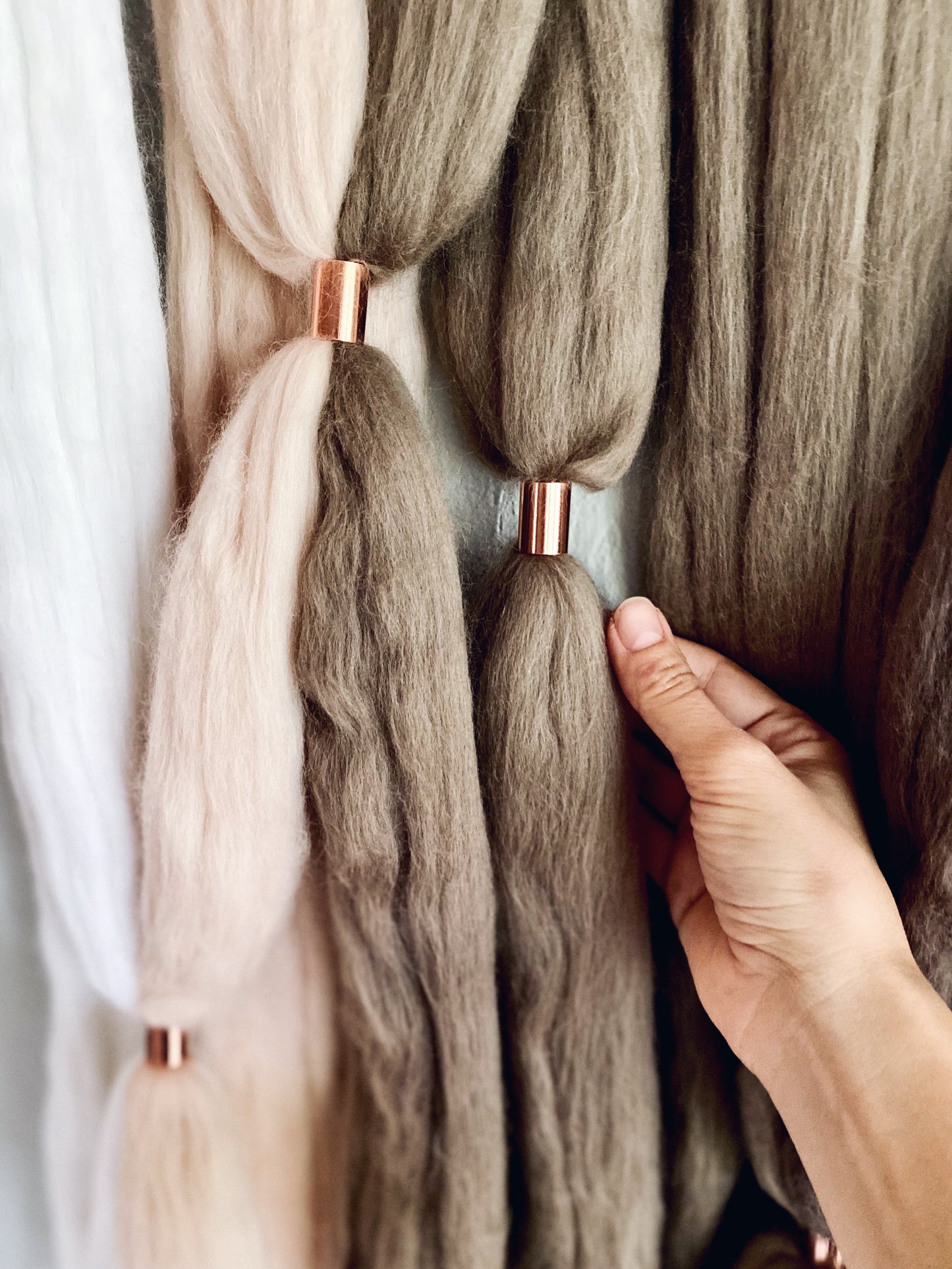 Large Fiber Art Wall Hanging in Taupe & Blush