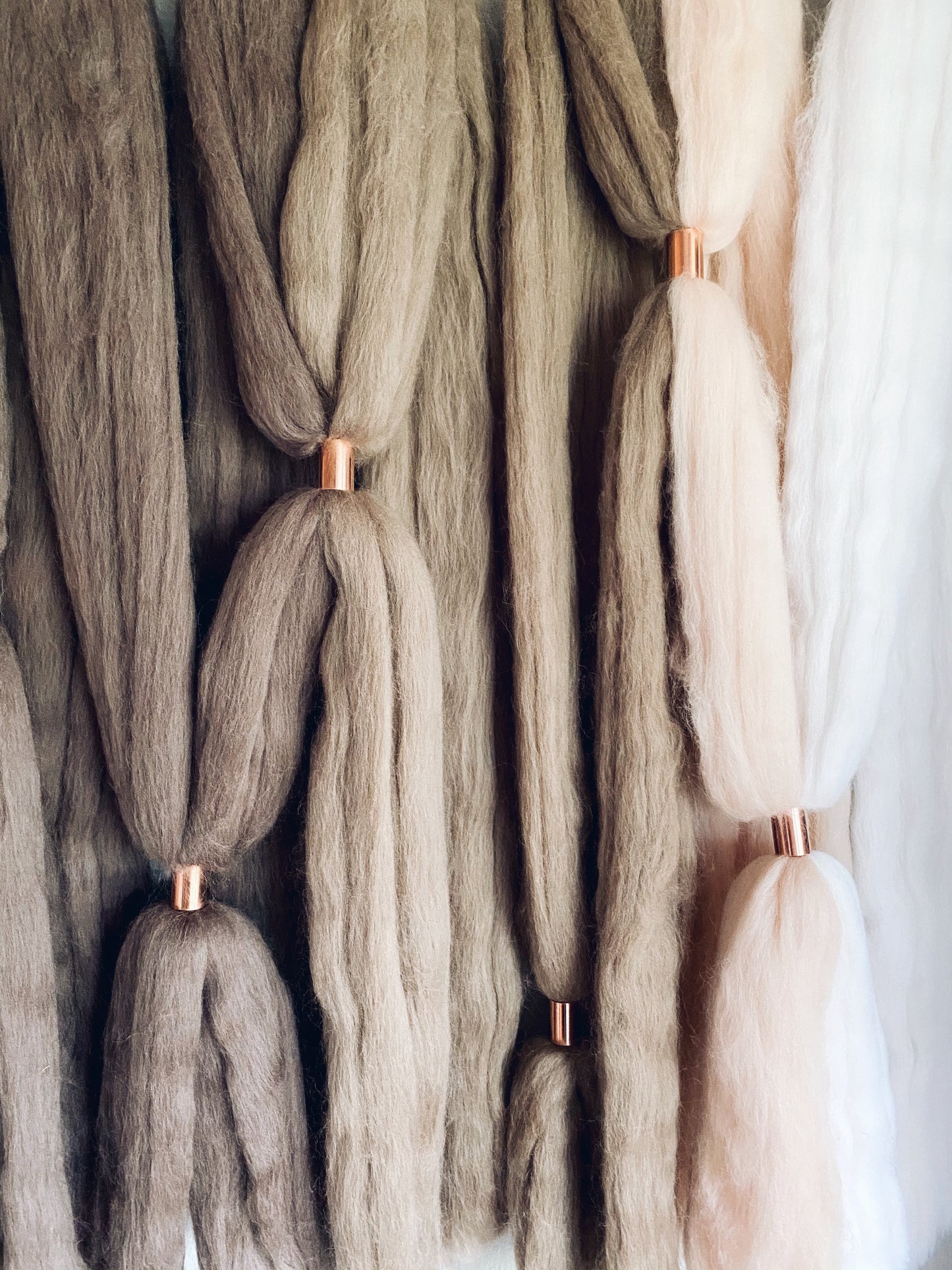 Large Fiber Art Wall Hanging in Taupe & Blush