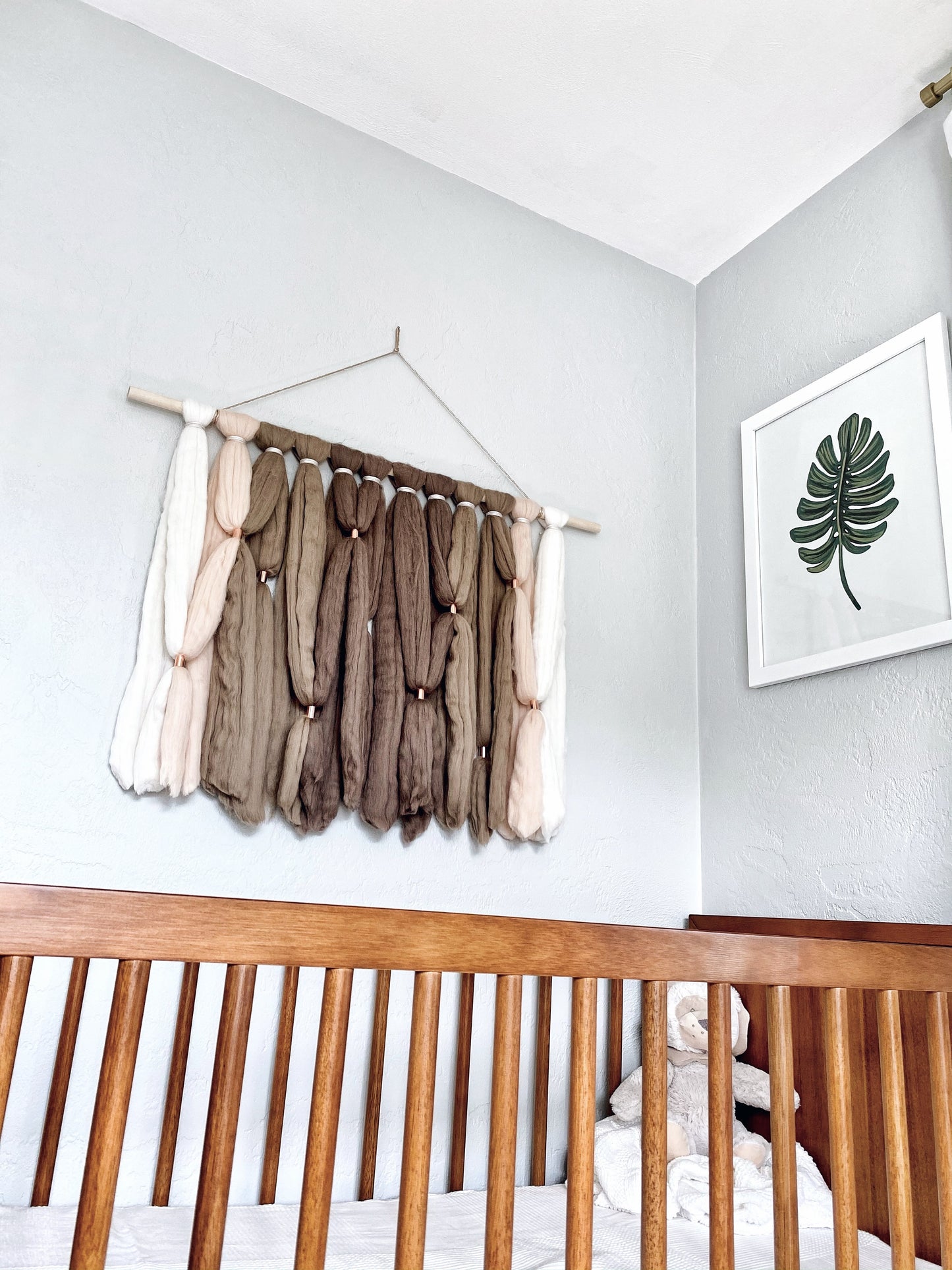 Large Fiber Art Wall Hanging in Taupe & Blush