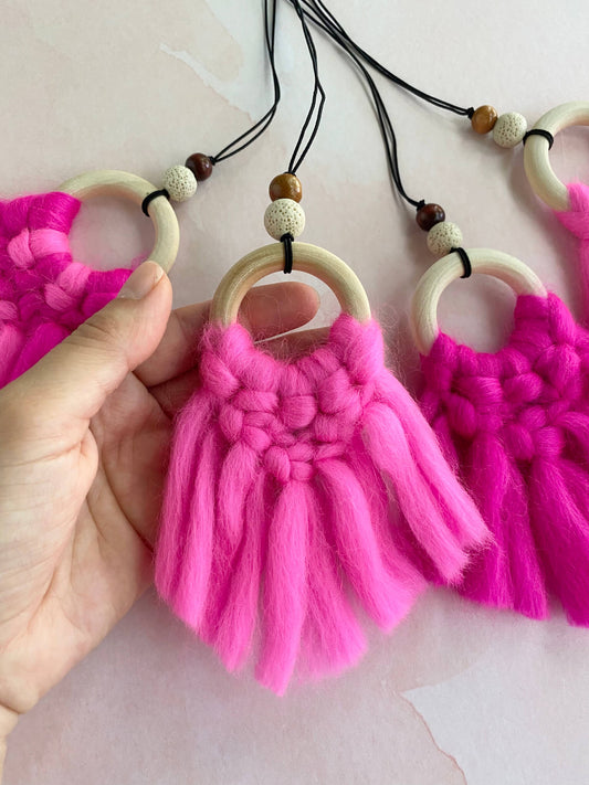 Neon Pink Rearview Mirror Charm & Car Diffuser | Daphne