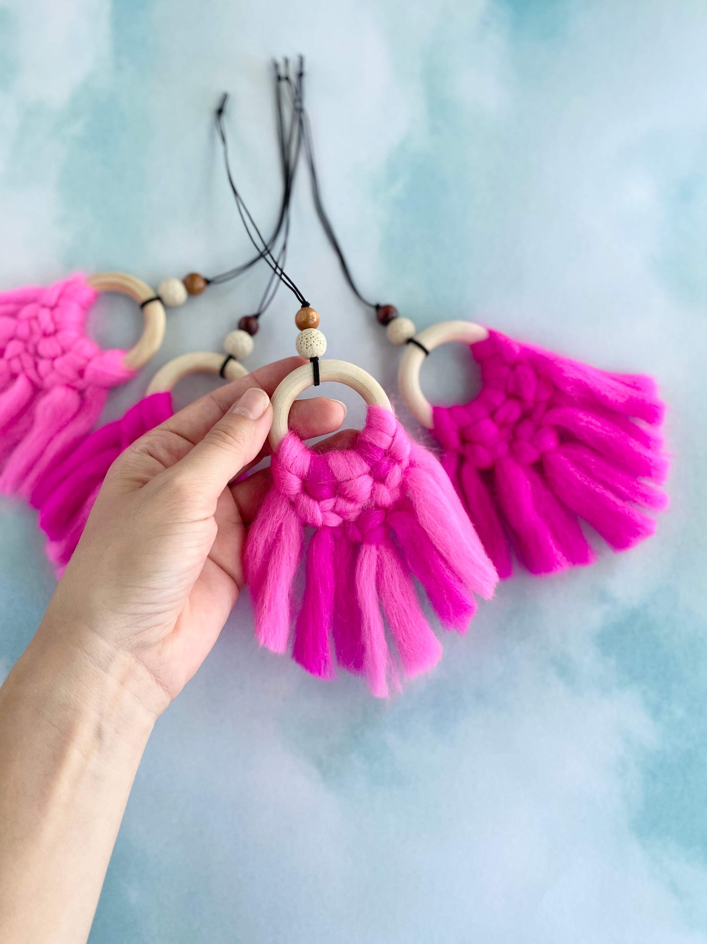 Neon Pink Rearview Mirror Charm & Car Diffuser | Daphne